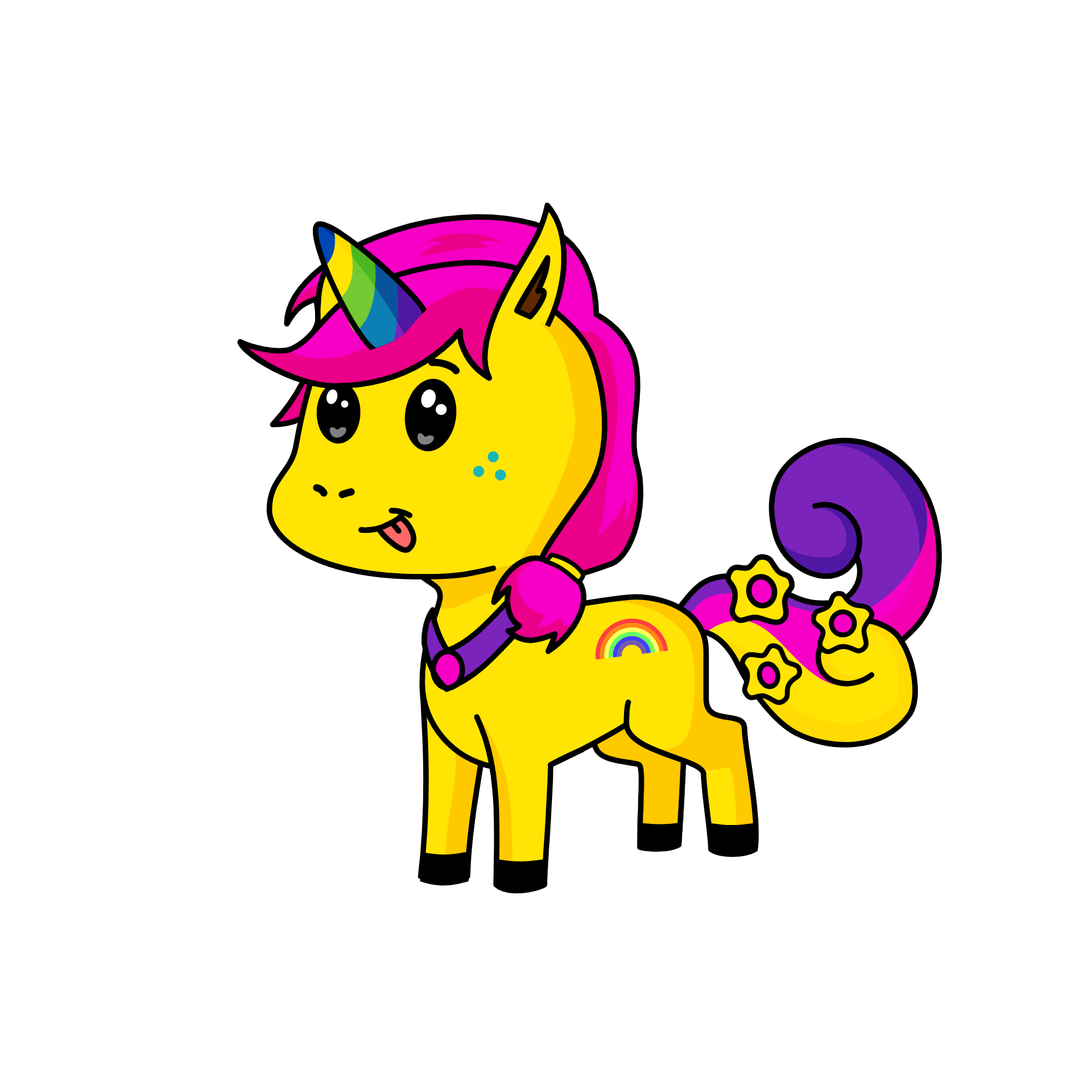 rainbow heart, the unicorn