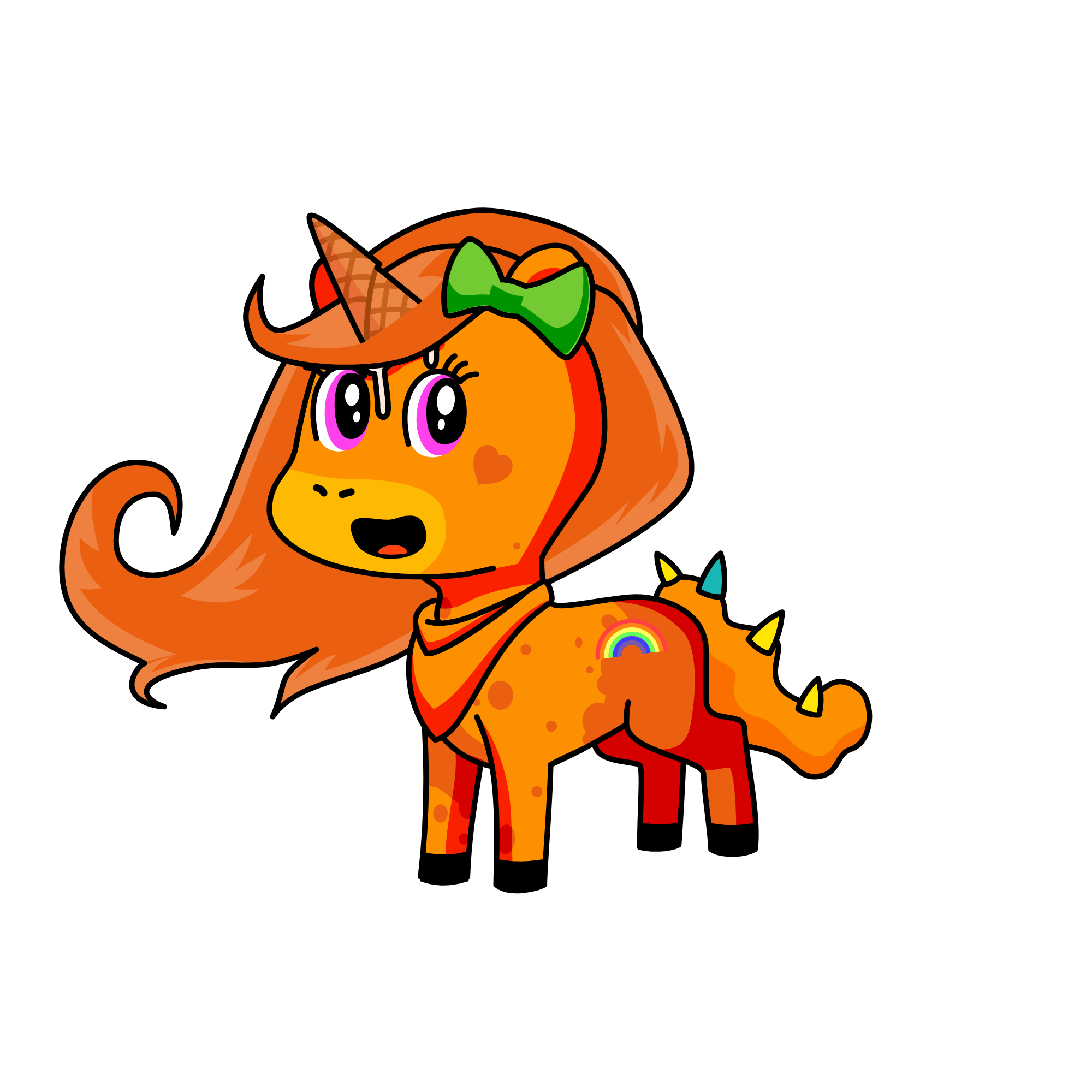 Happy orange ICECREAM friend, the unicorn