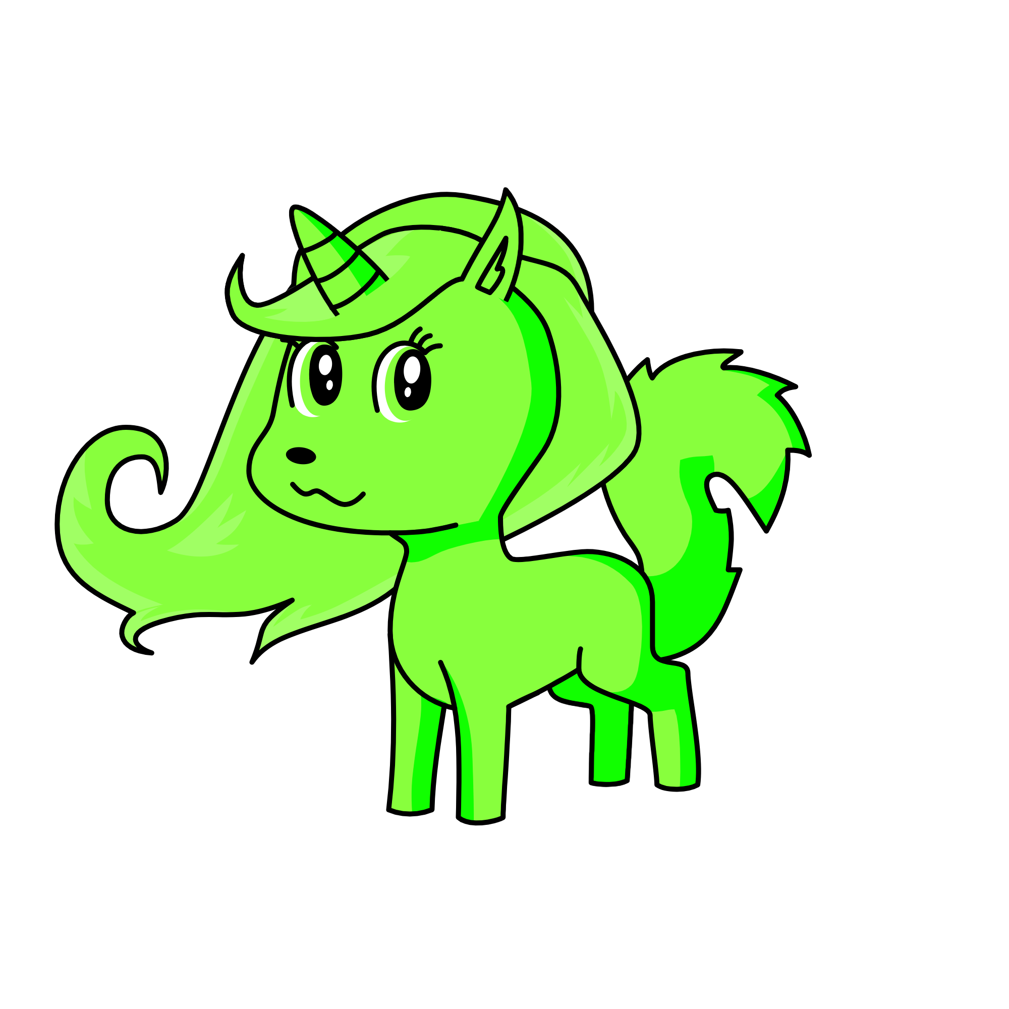 bright green, the unicorn