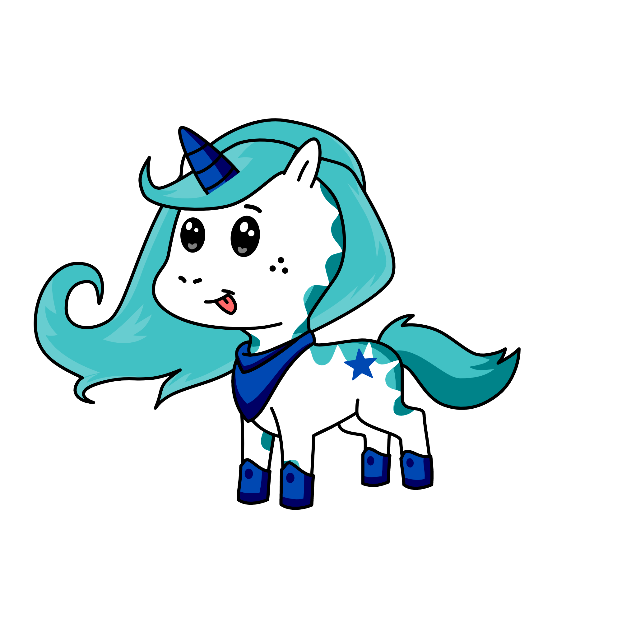 blue girl, the unicorn