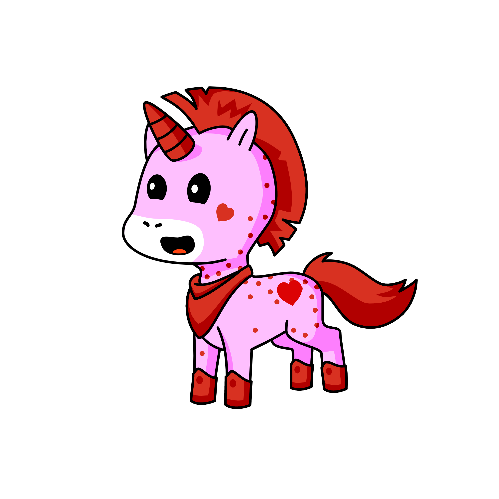 red girl, the unicorn