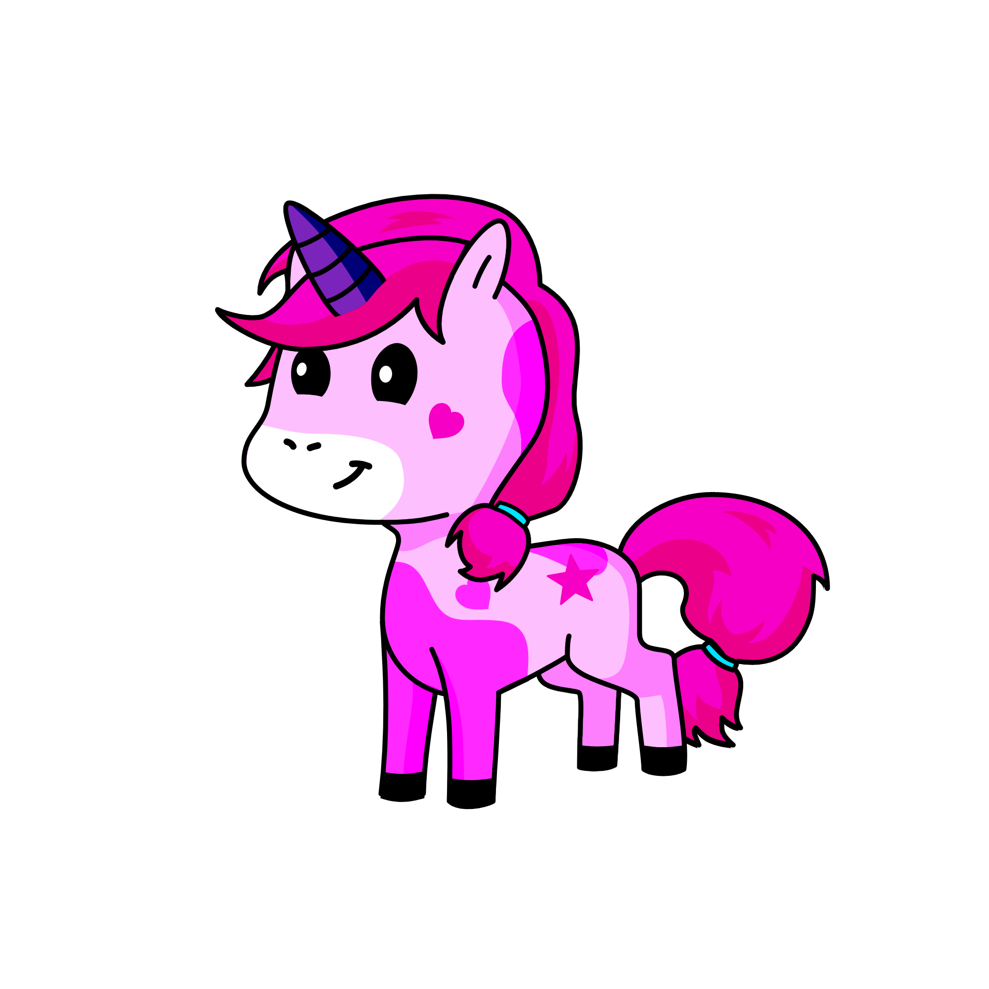 pink girl, the unicorn