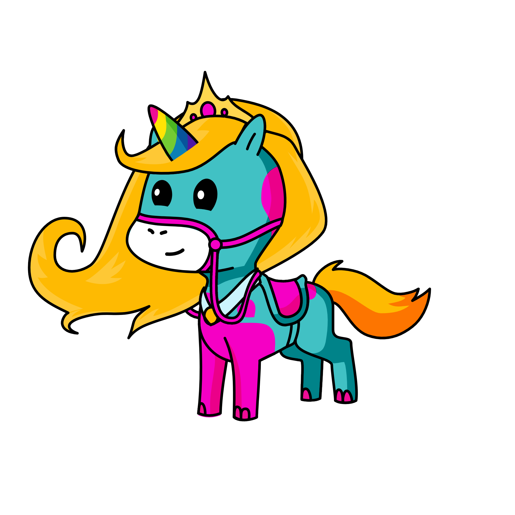 gold hair, the unicorn