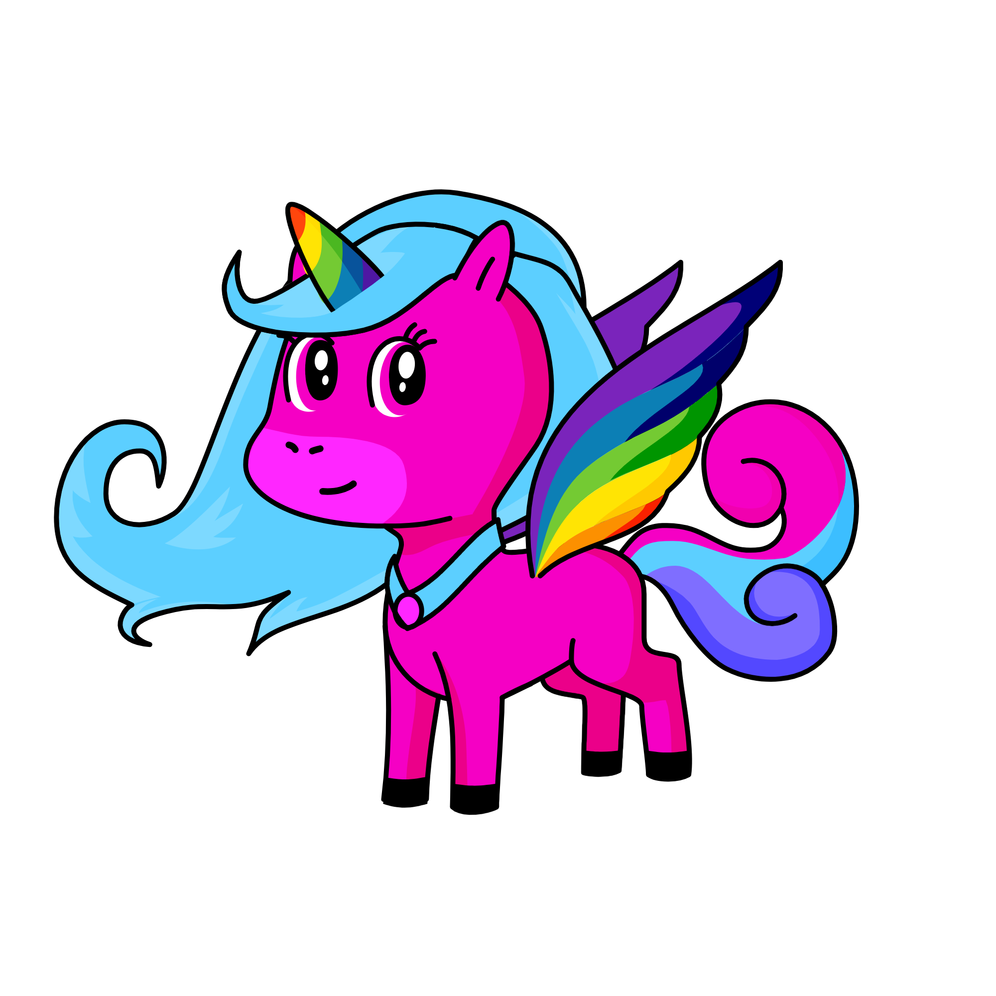 Rainbow Ranbis and Ranbow's mom, the unicorn