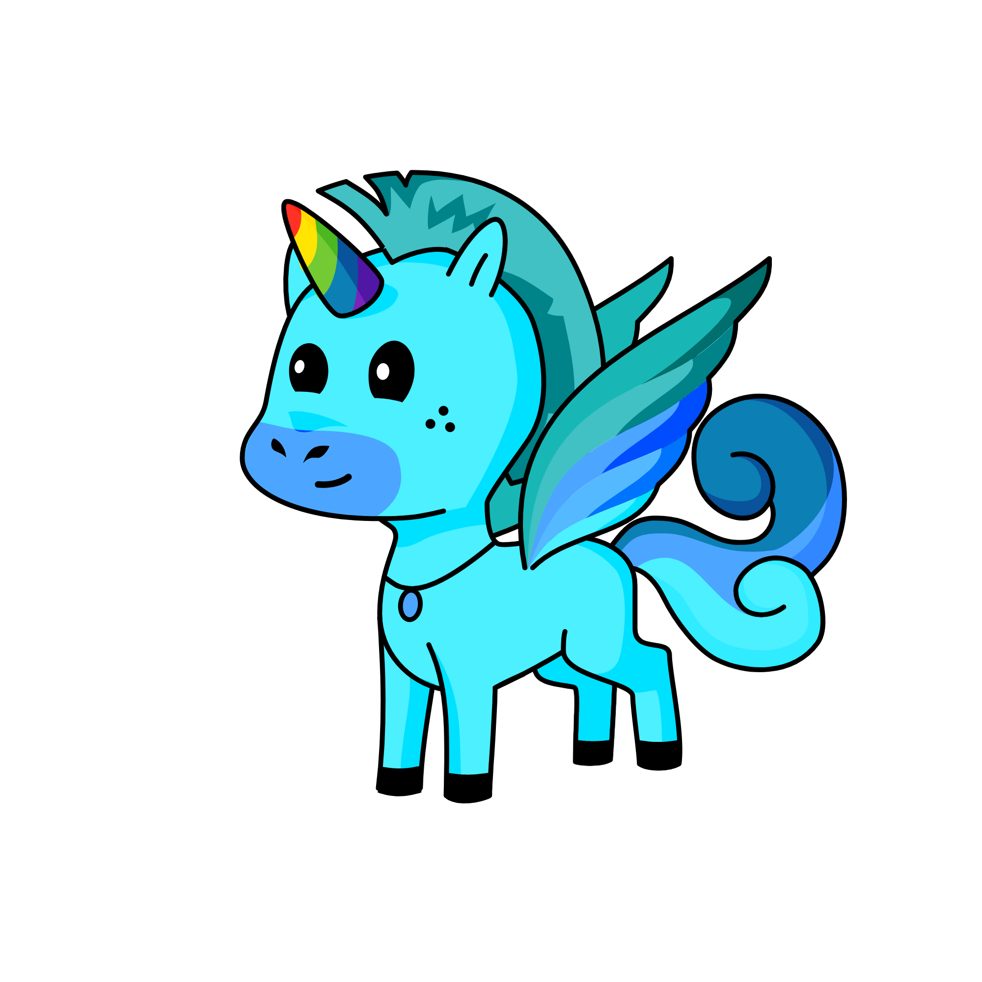 Skyfall Ranbow and Ranbis's dad, the unicorn