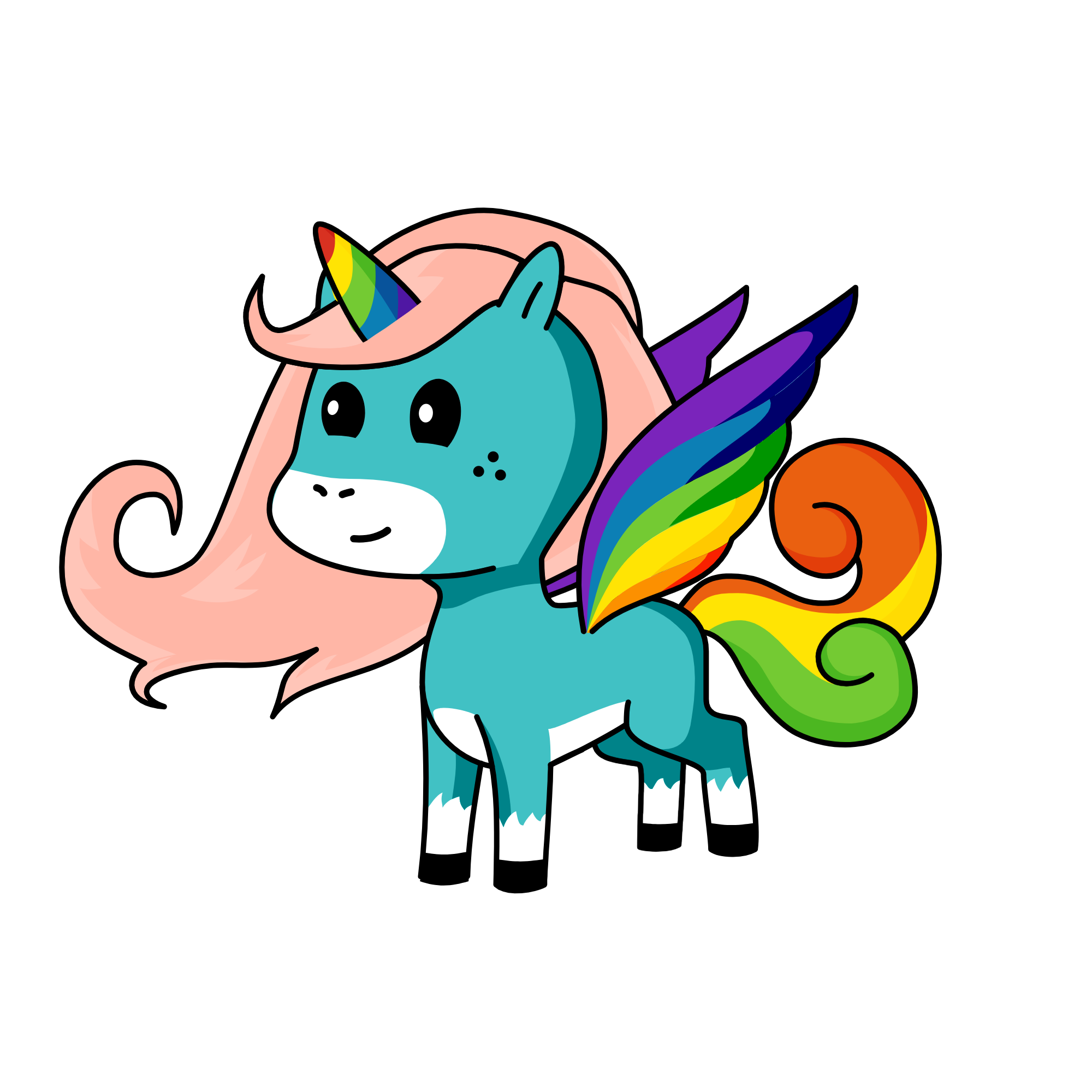 rainbow fluffy pants, the unicorn