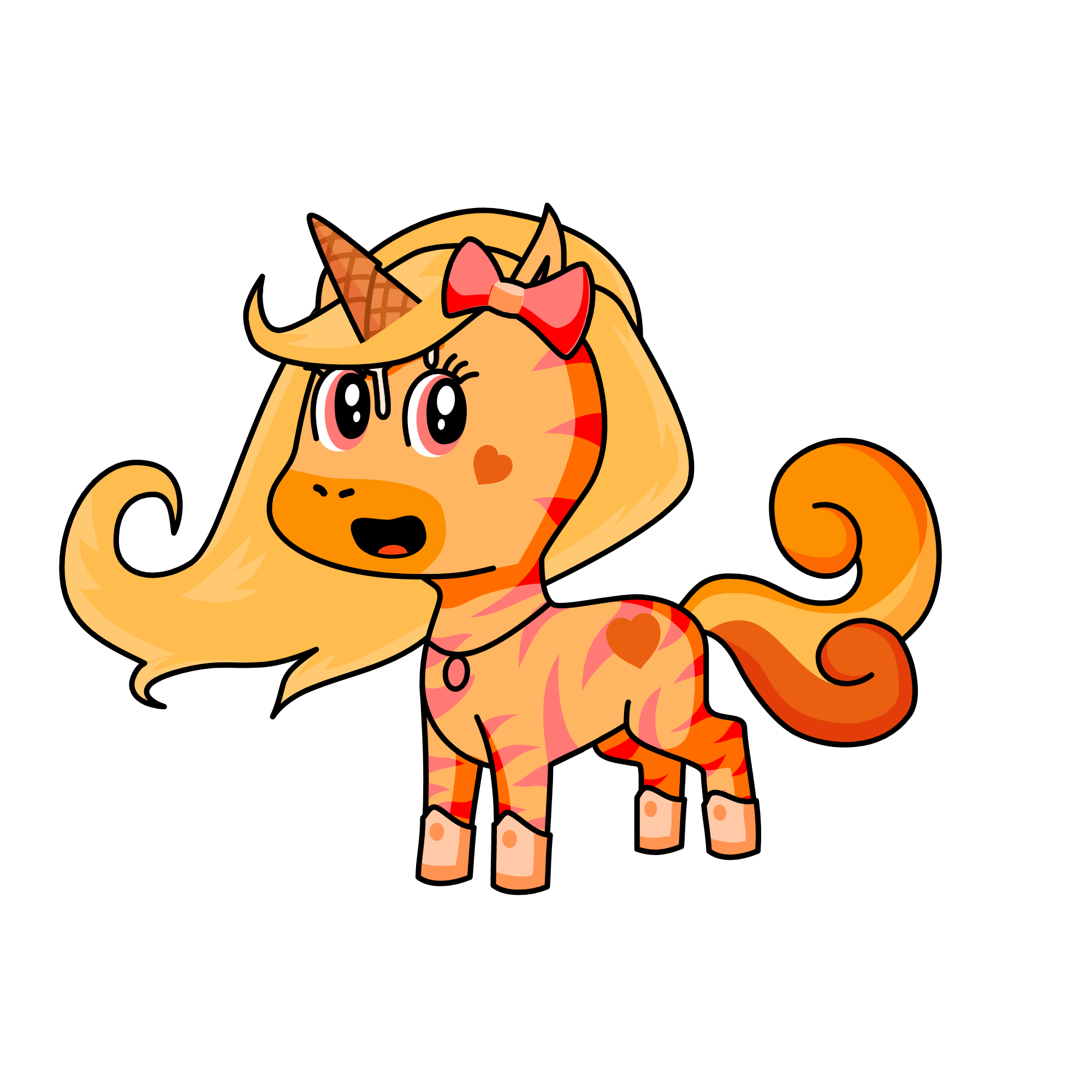 orange swirl, the unicorn