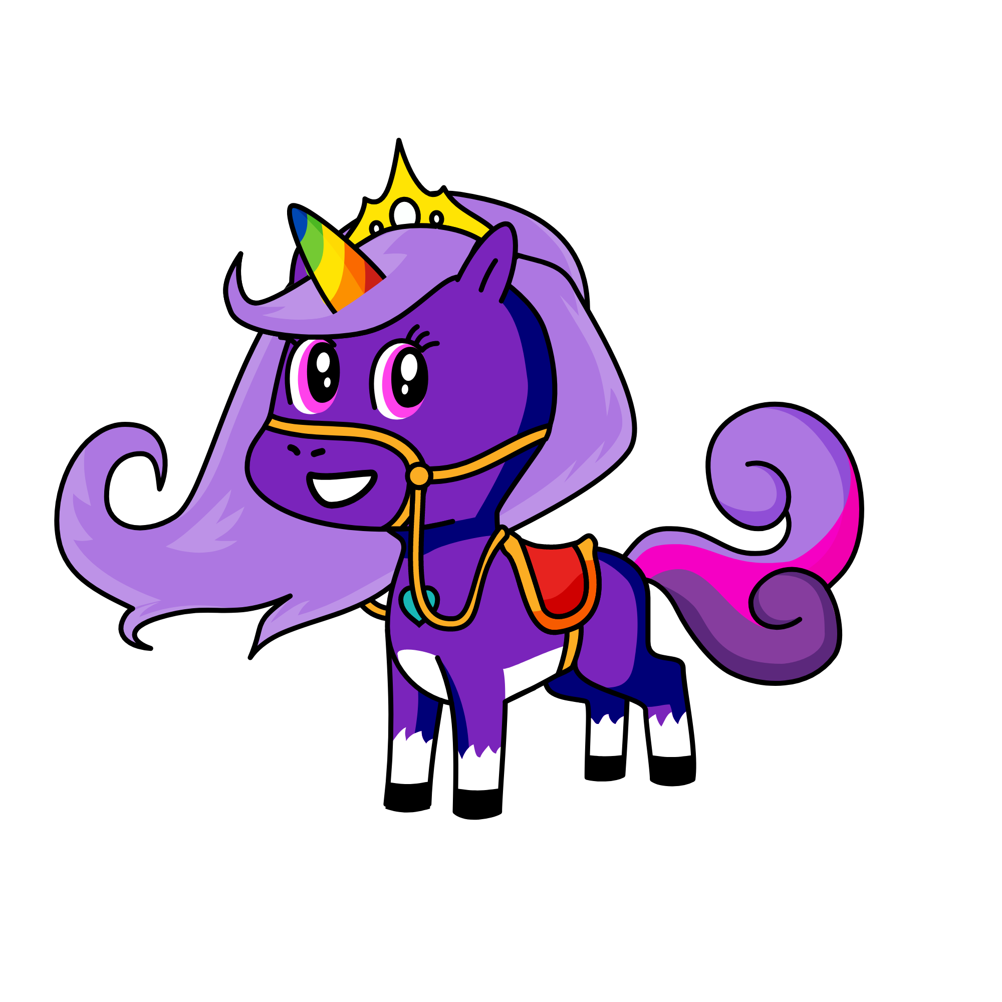 Queen happy, the unicorn