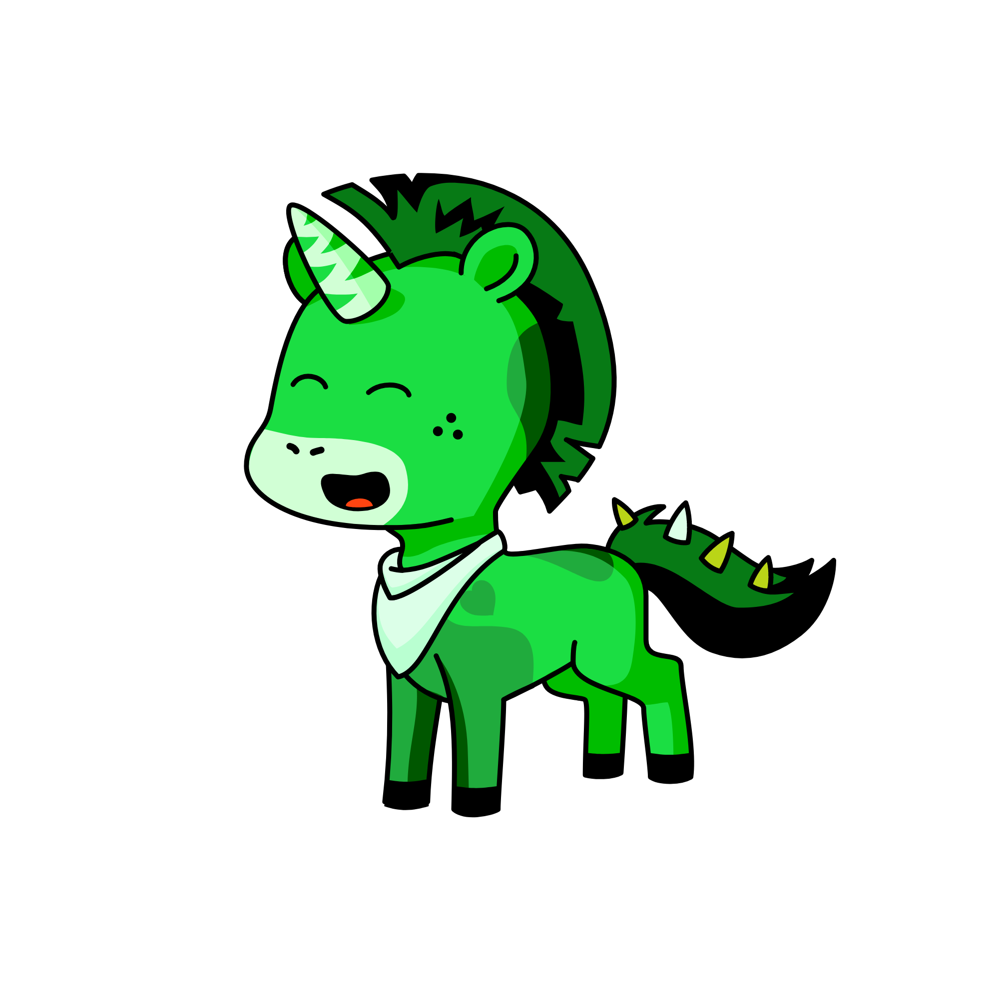 Greenie, the unicorn