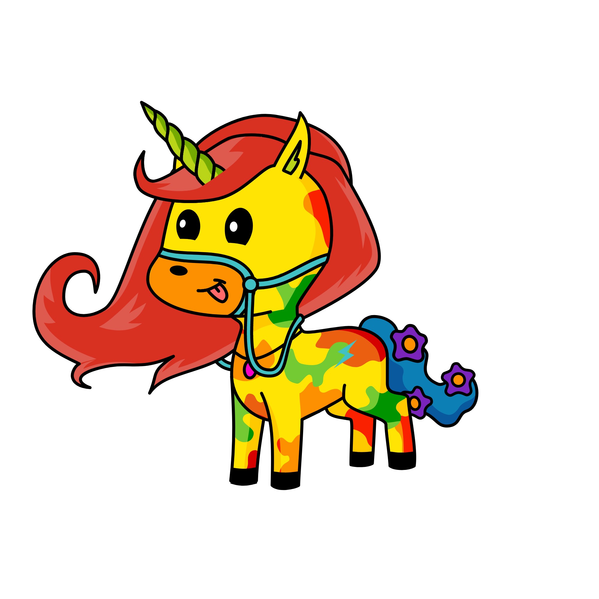 colorful girl, the unicorn