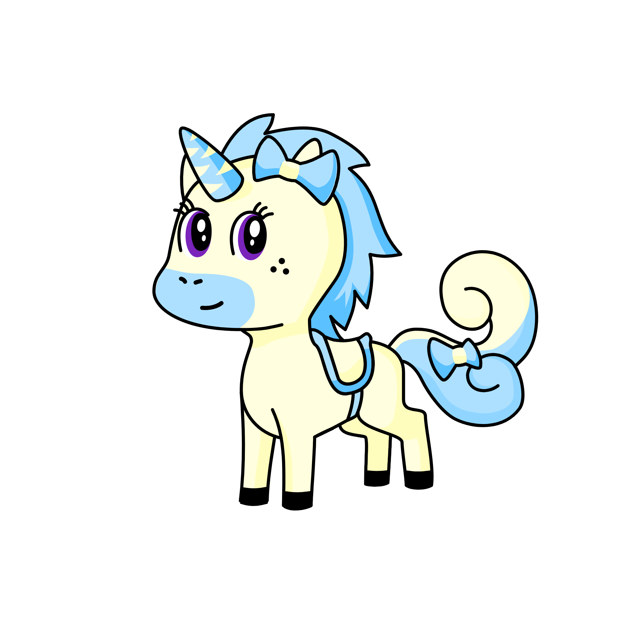 파랑&노랑 리본콘, the unicorn