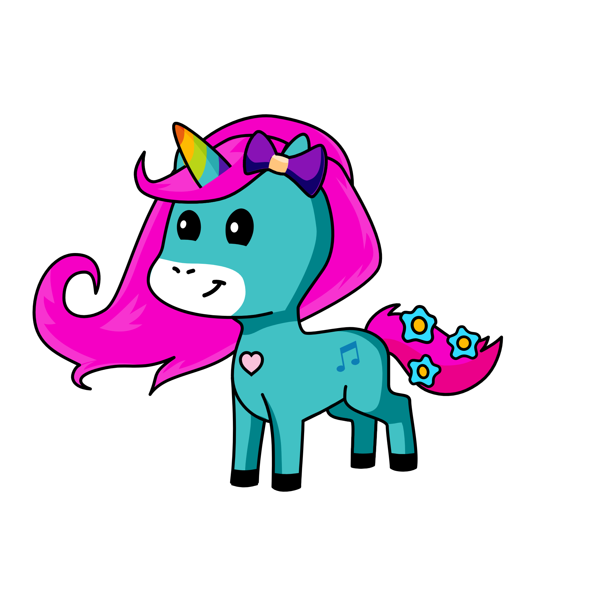 rainbow pink, the unicorn