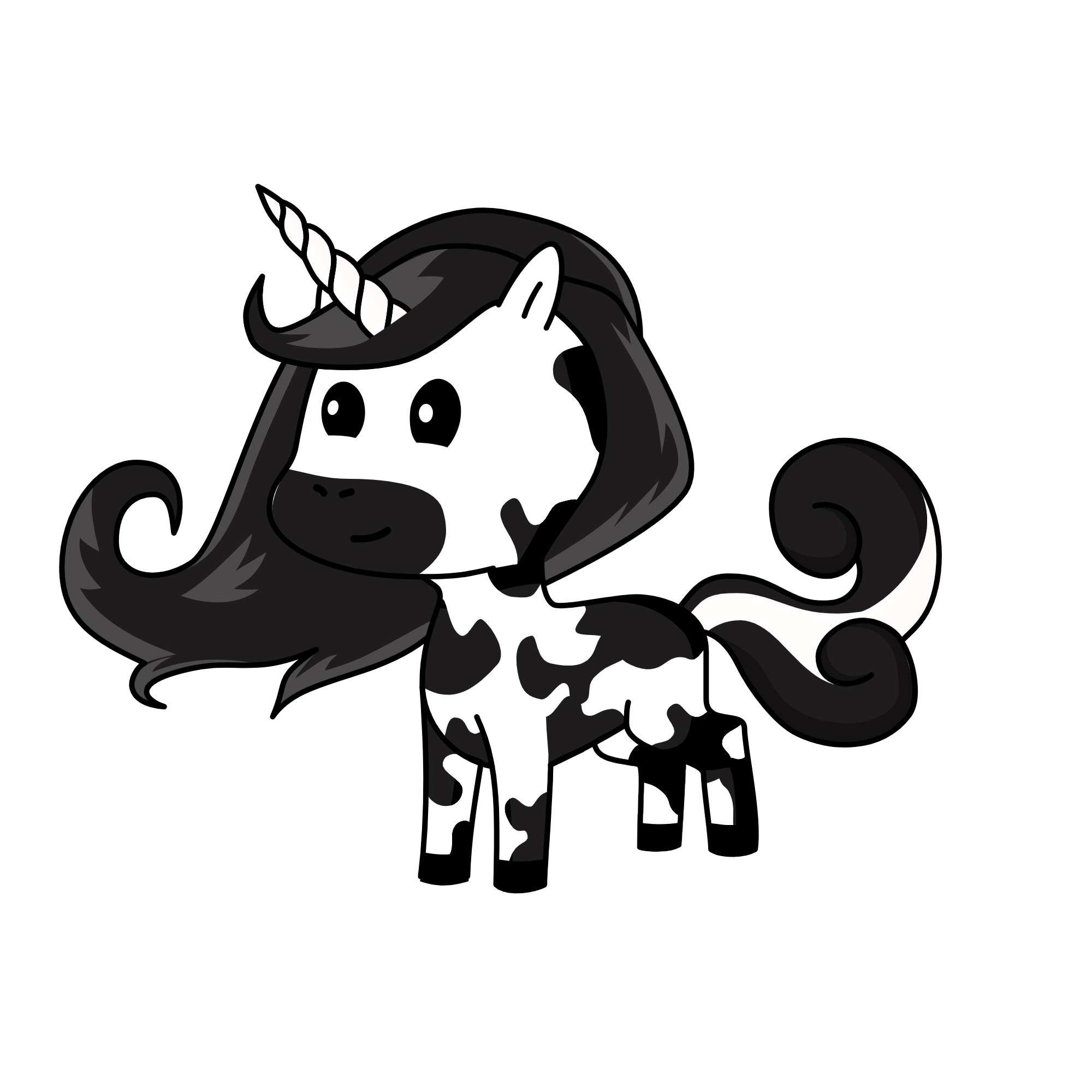 black and white, the unicorn