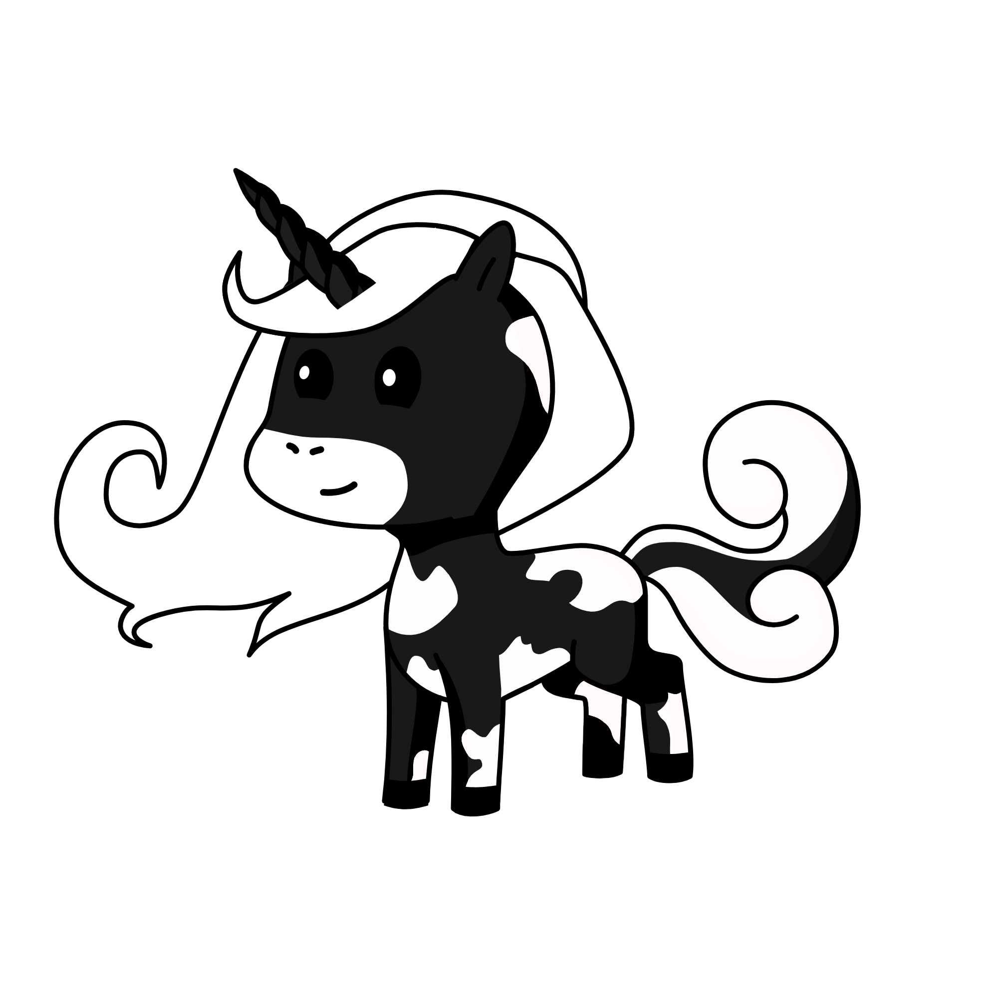 white and black, the unicorn