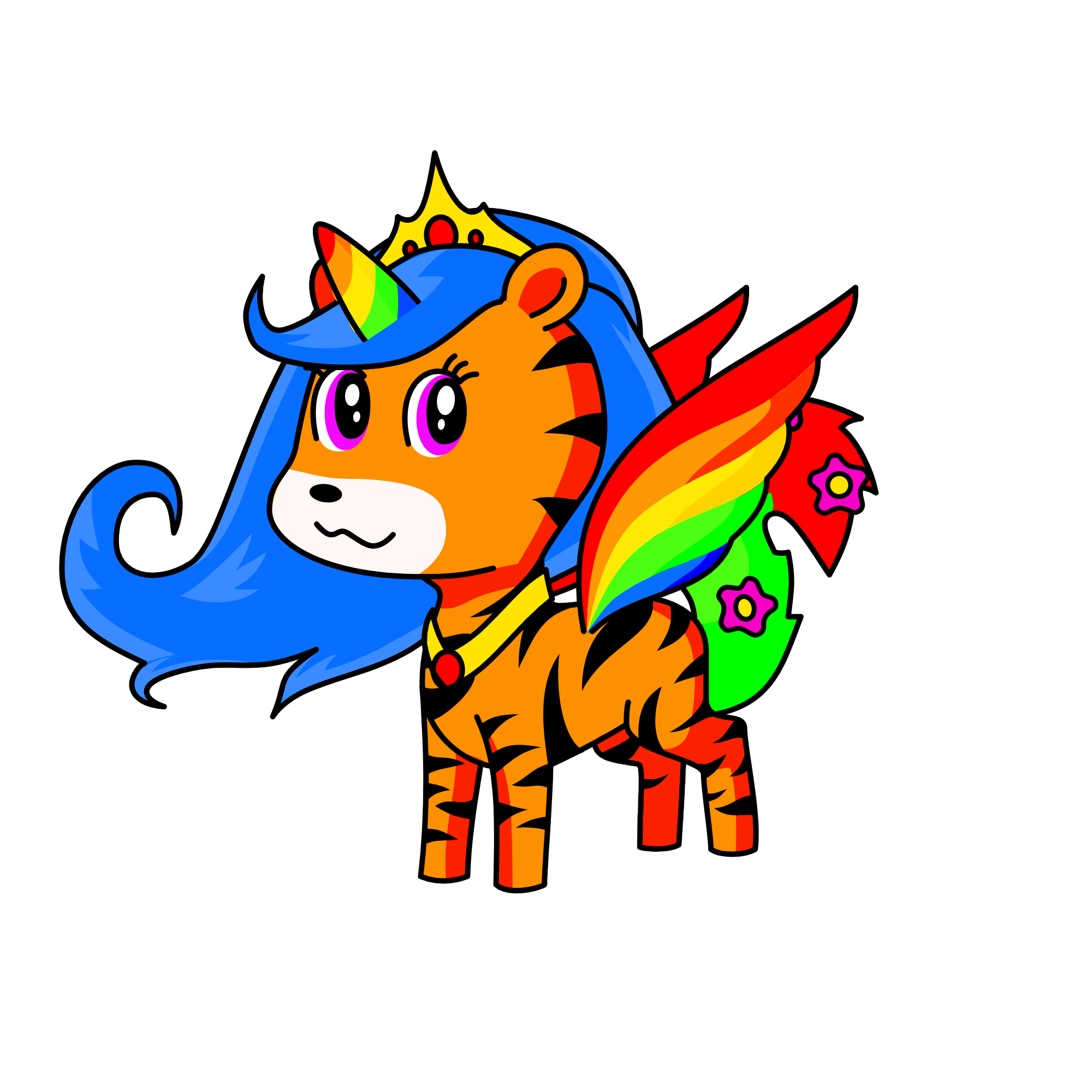 rainbow tiger, the unicorn