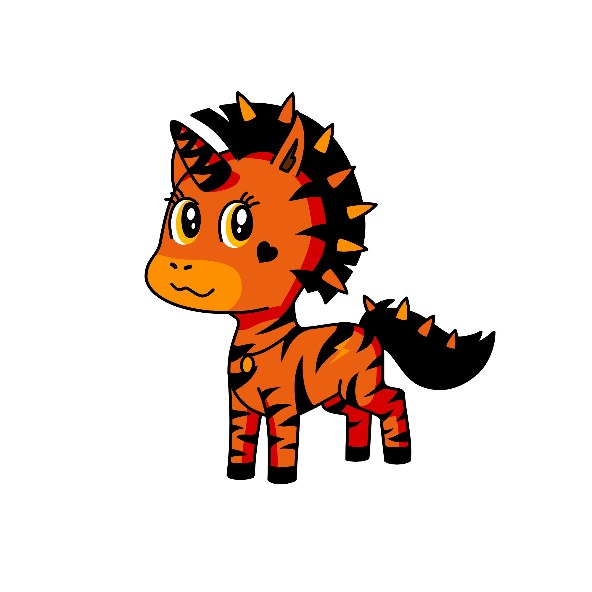 black & orange , the unicorn