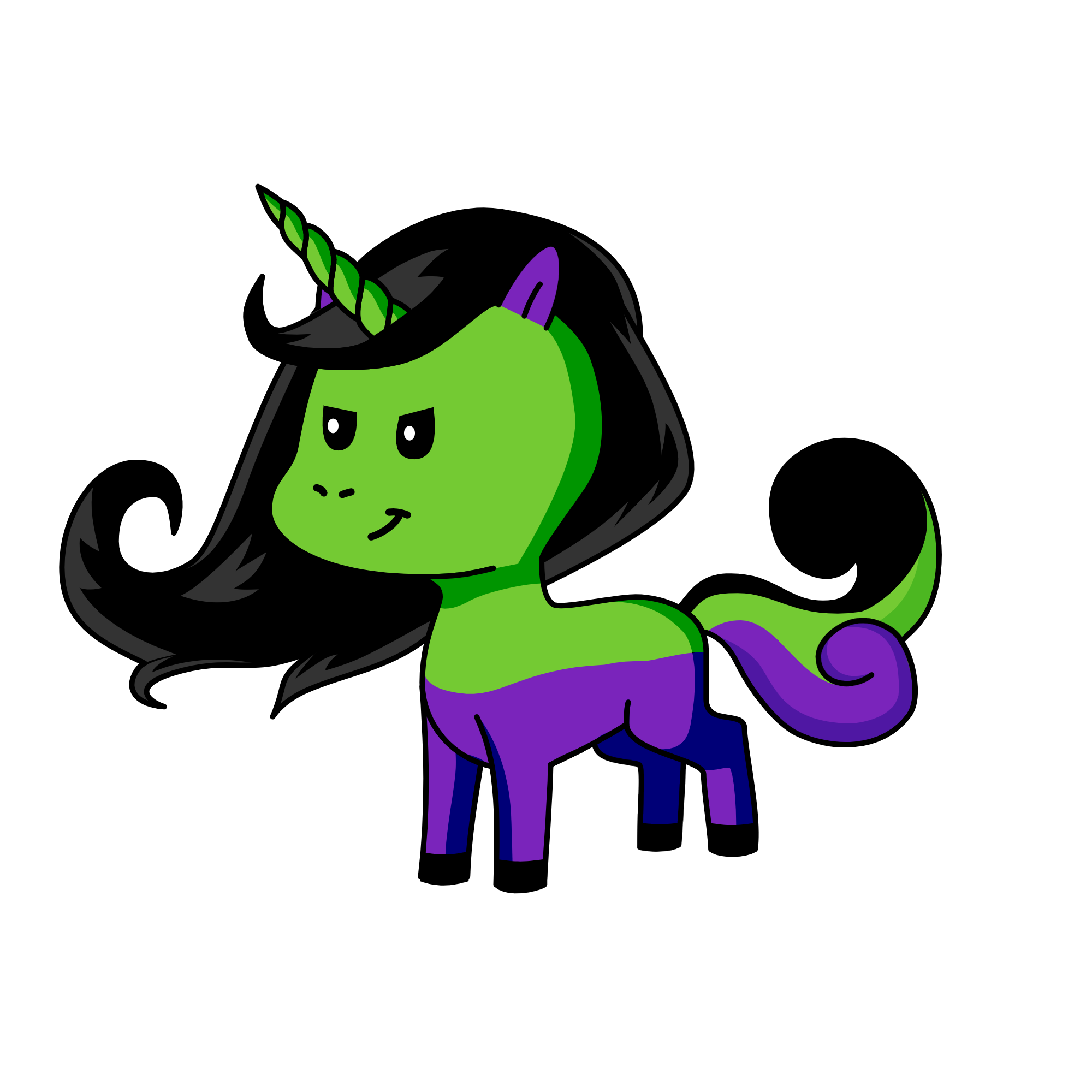 The hulk but a girl, the unicorn