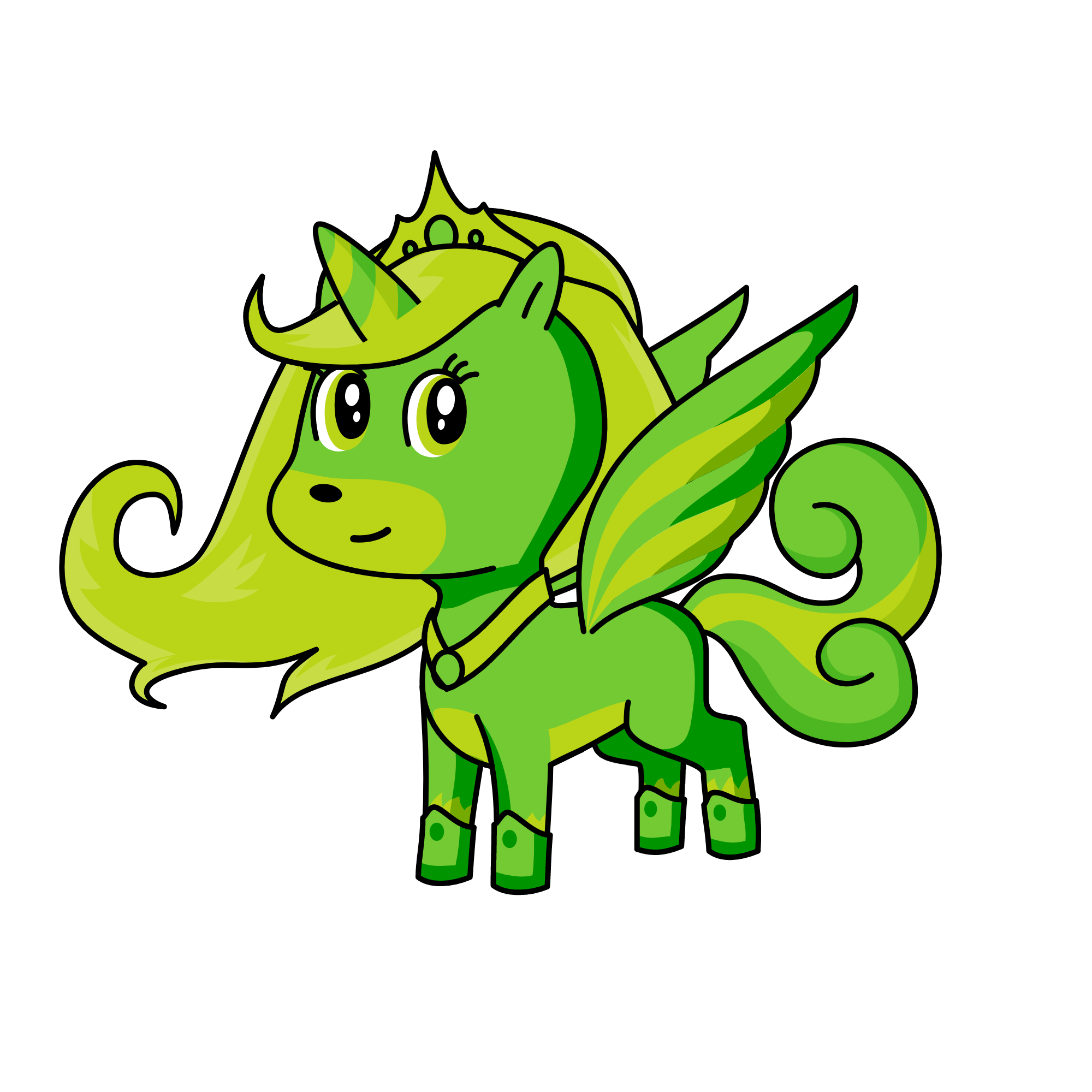 Green, the unicorn