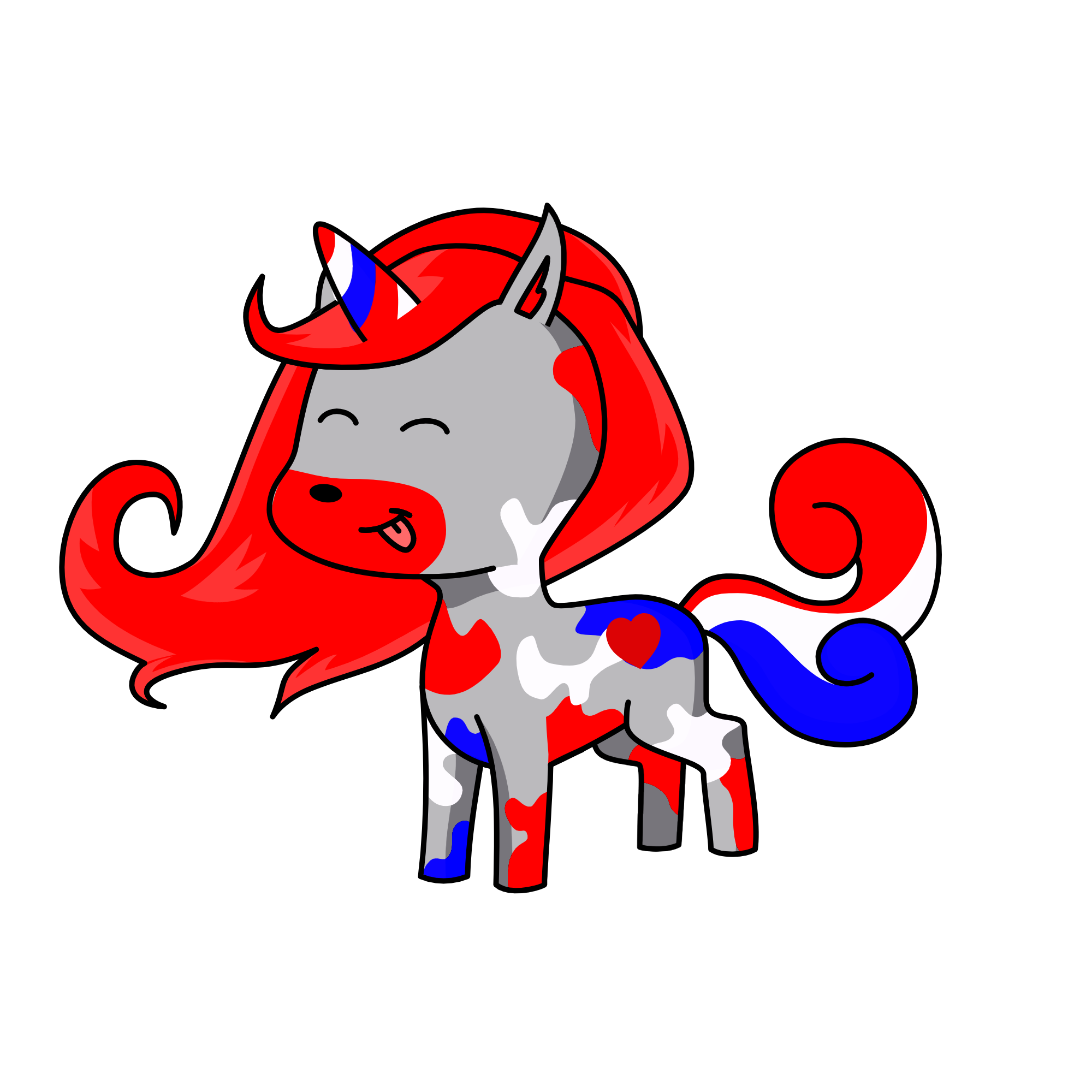 red white and blue popsicle, the unicorn