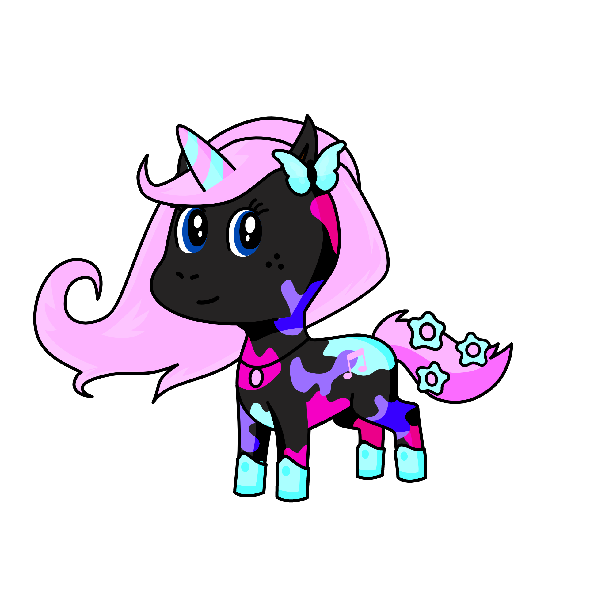 The glitter Queen, the unicorn