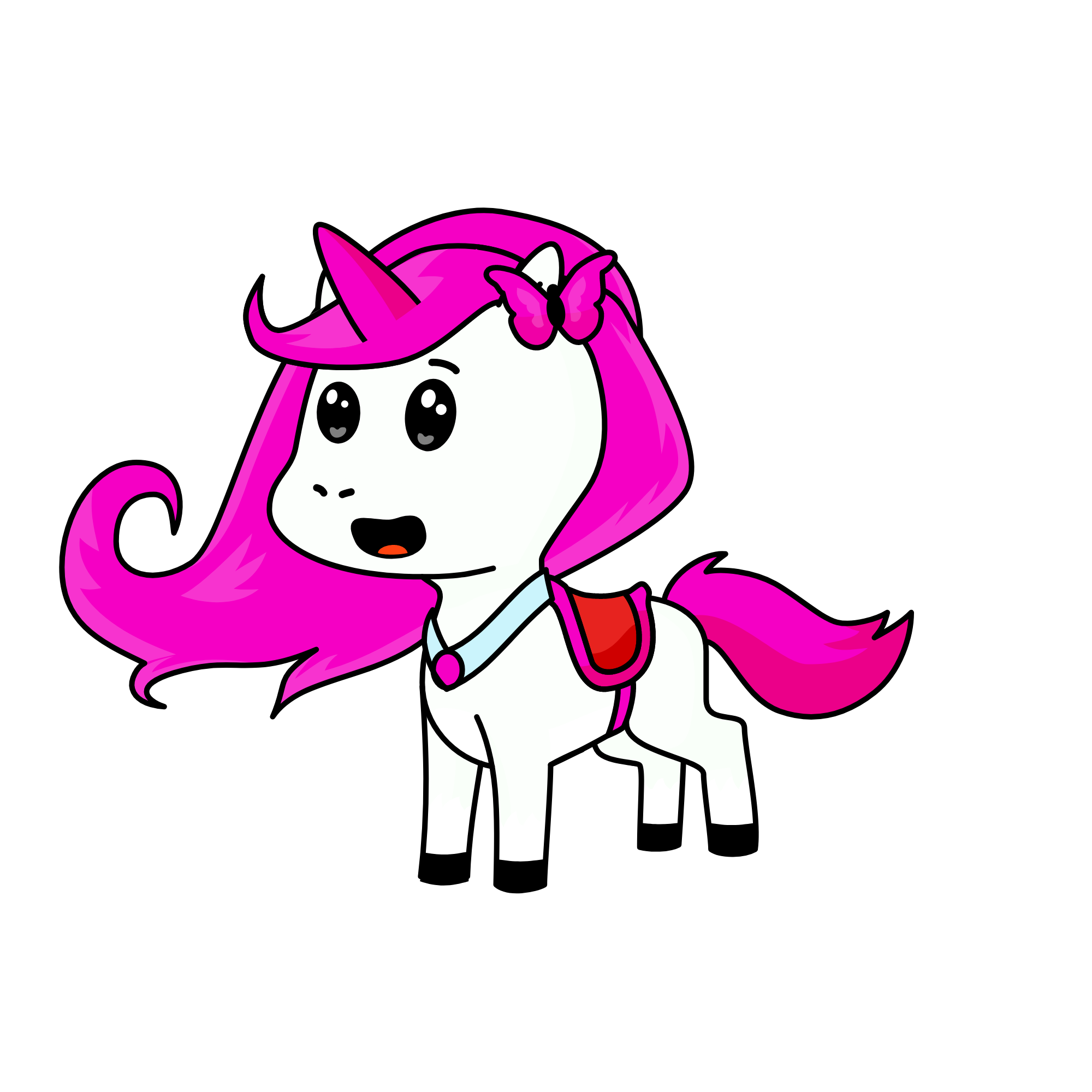 pink butterfly , the unicorn