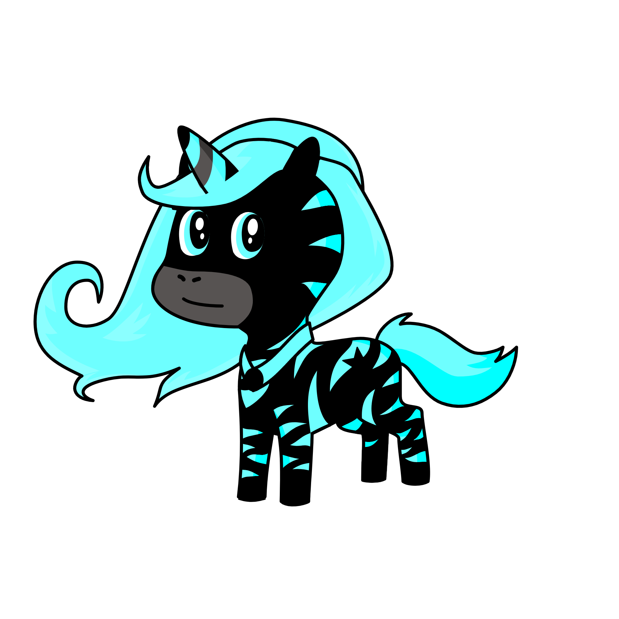 Bluey blacky, the unicorn