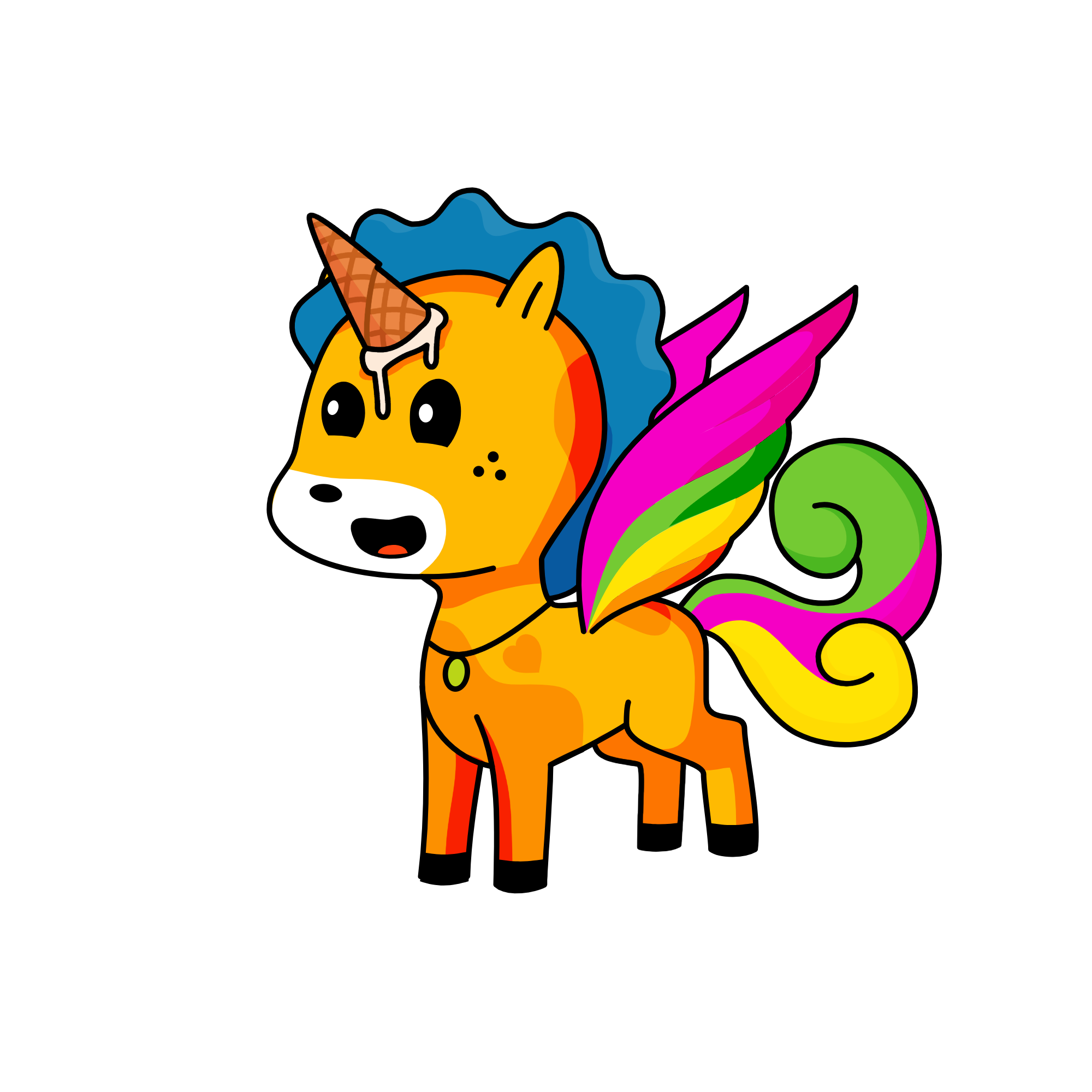 If you want wings go to the about page and scroll down and there is a button and you click that , the unicorn