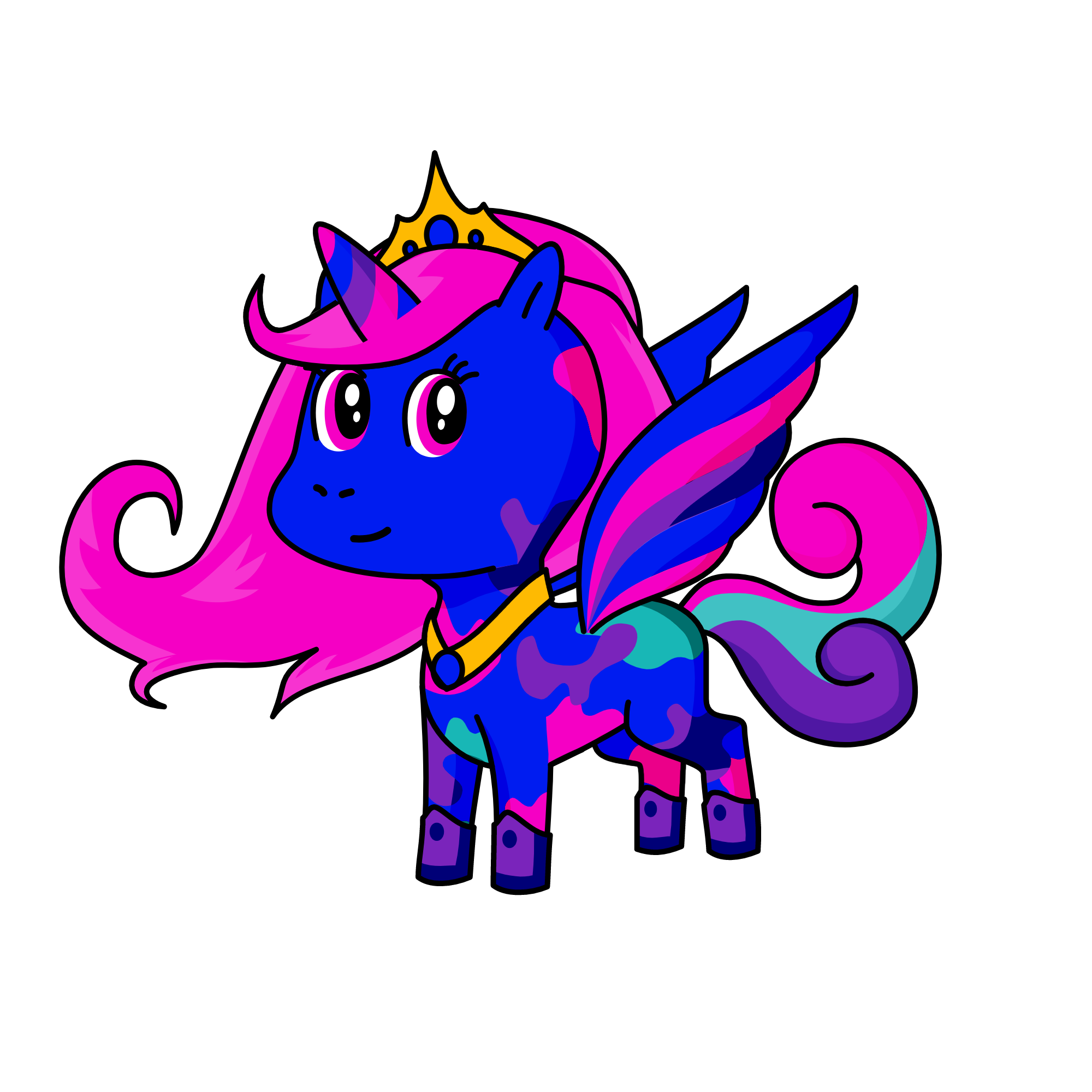 pink and blue, the unicorn