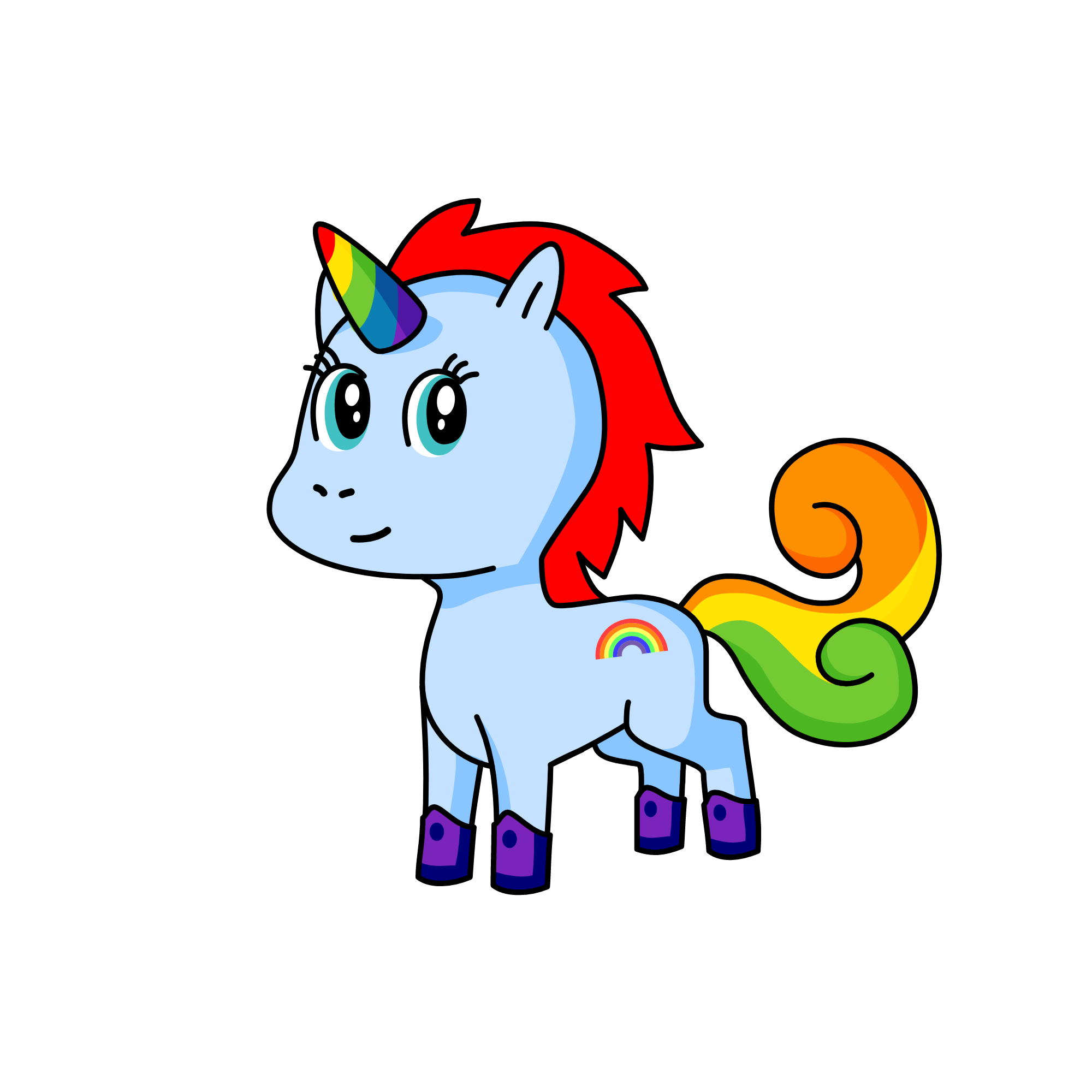rain + bow + = rainbow, the unicorn