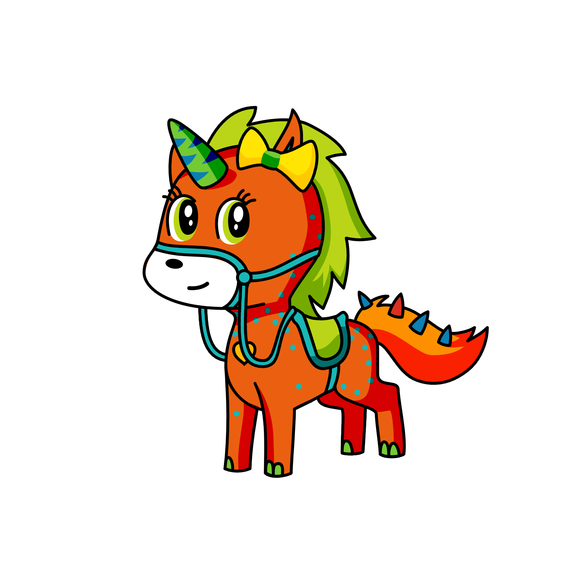 green carmel apple, the unicorn