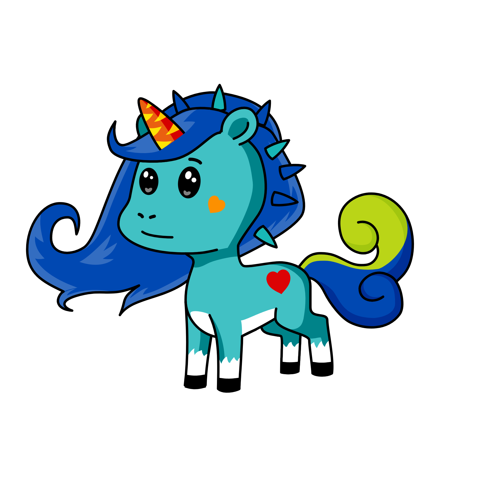 Left, the unicorn