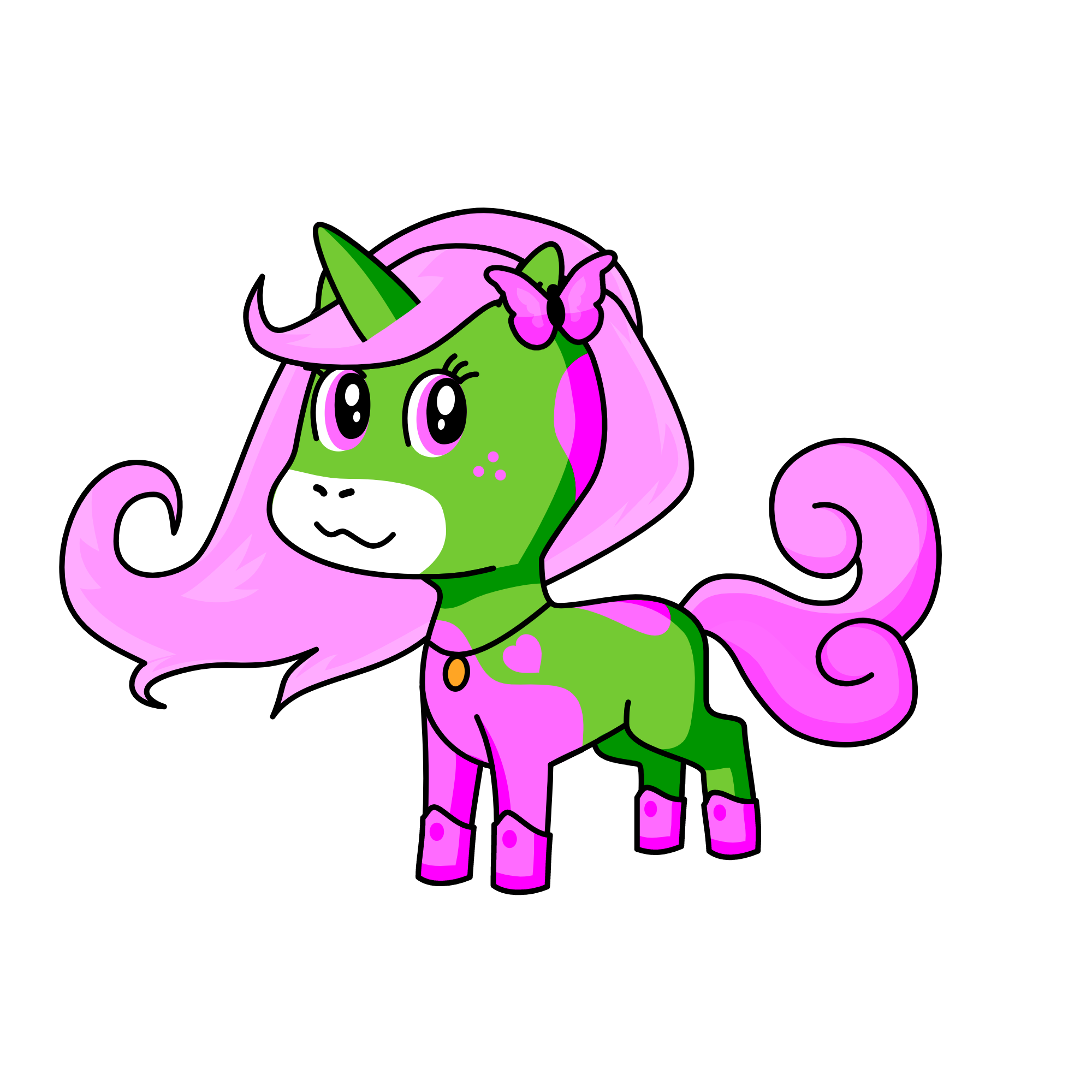 princess green pink, the unicorn