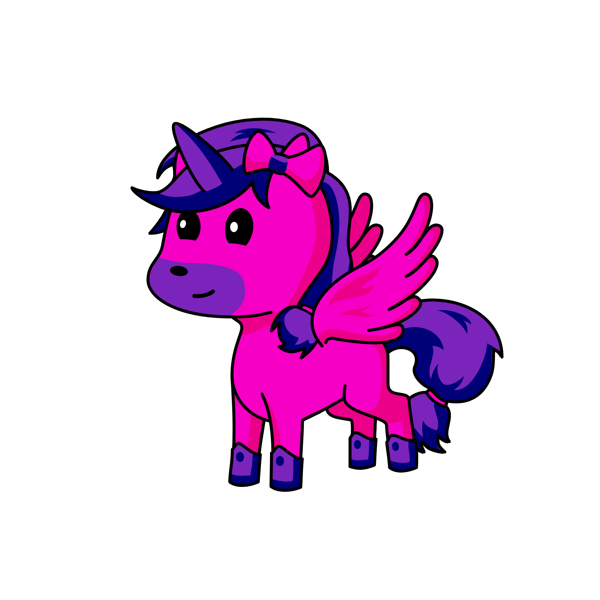 Pink and purple, the unicorn