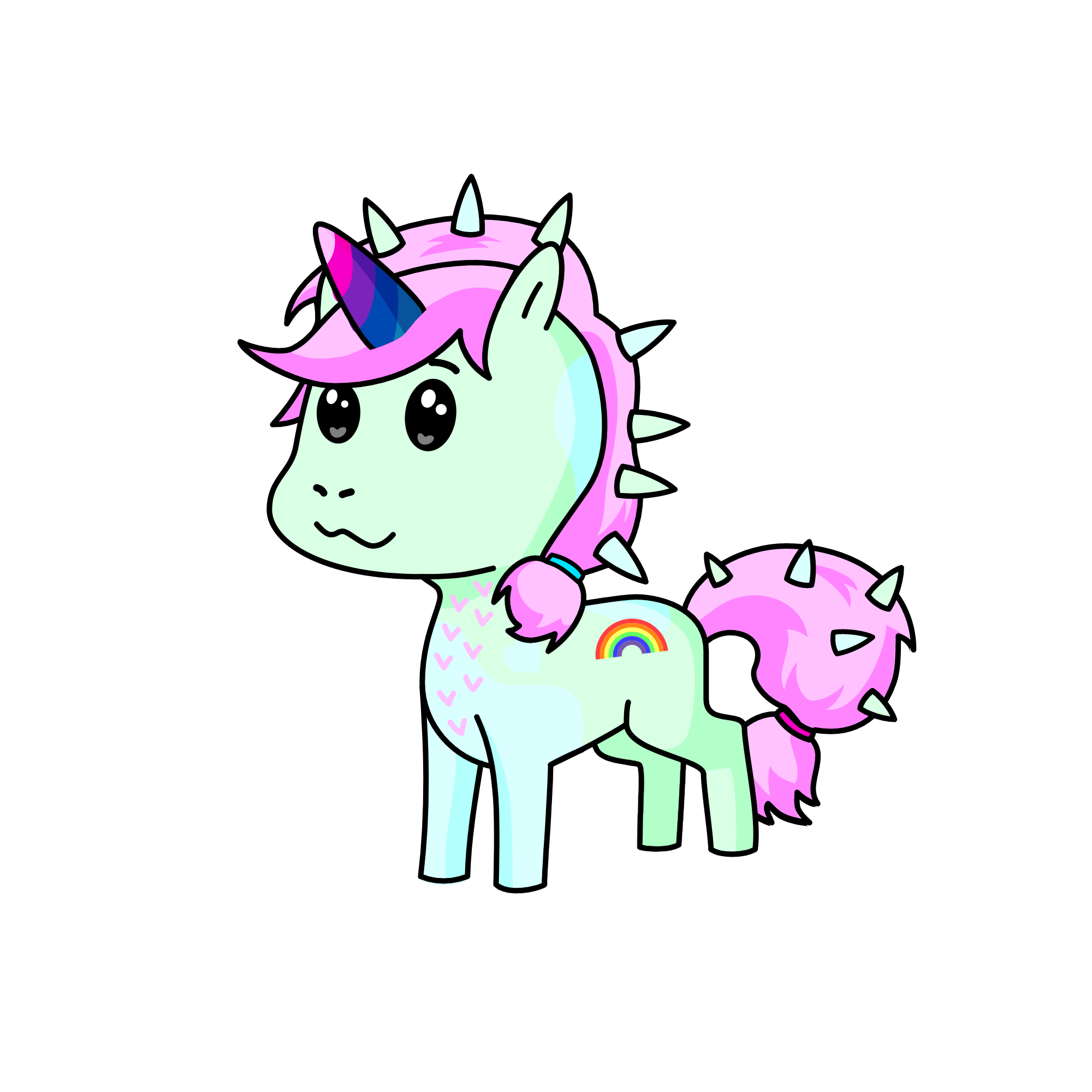 Neon pink poney, the unicorn