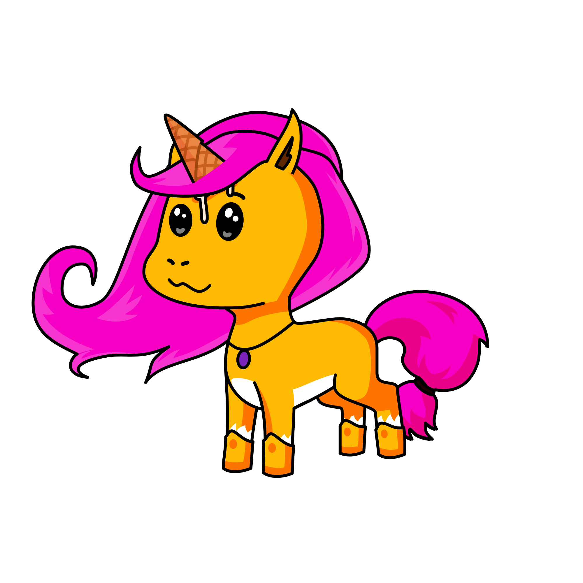 orange and pink ice cream unie, the unicorn