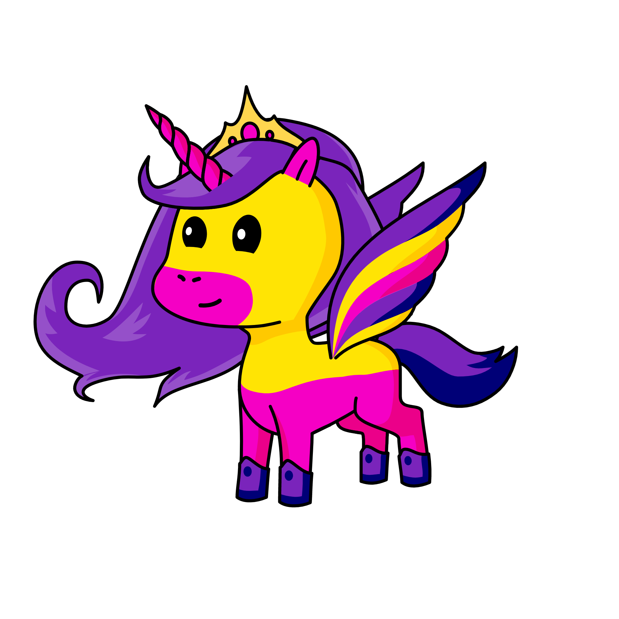 yellow and purple, the unicorn