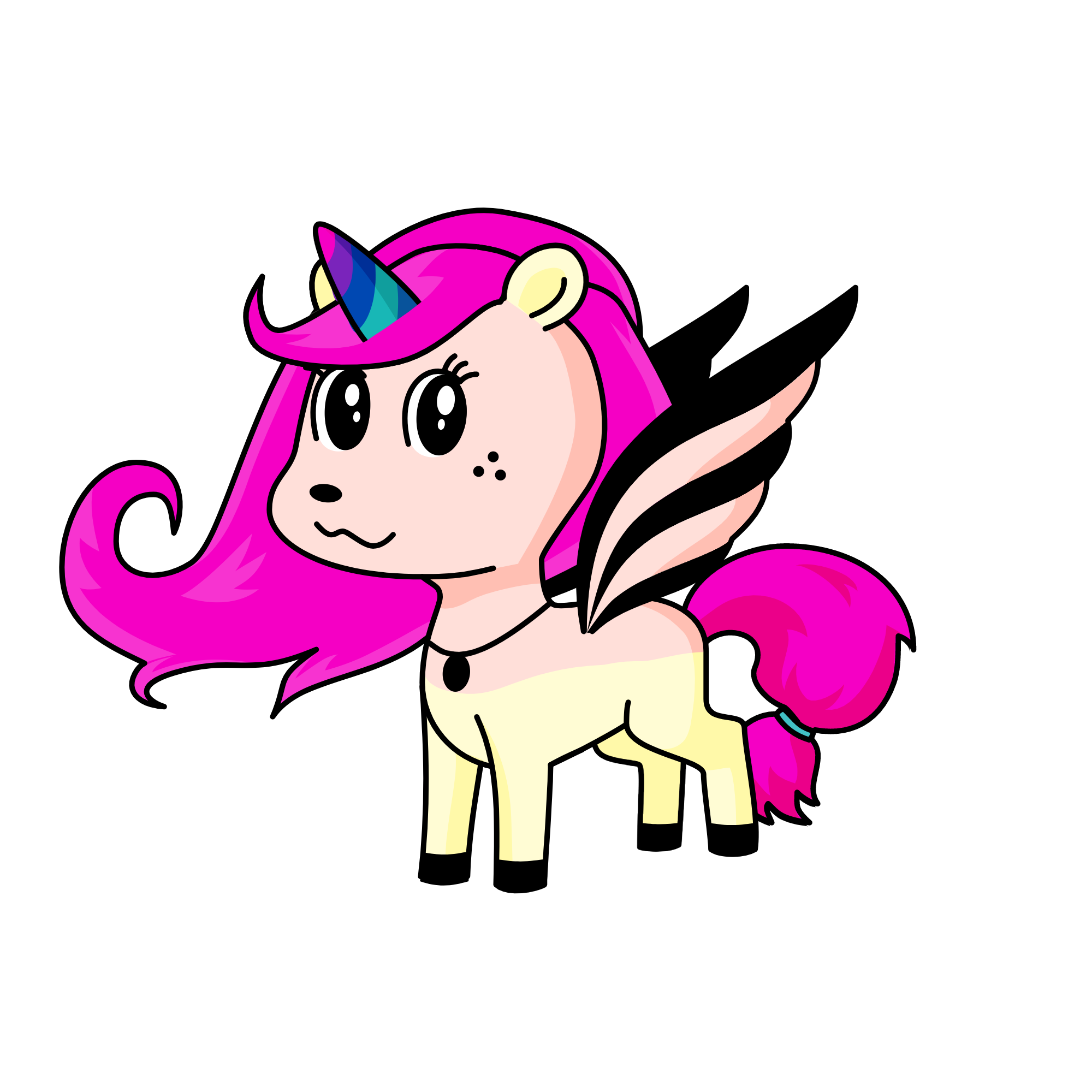 Rainbow shining horse, the unicorn