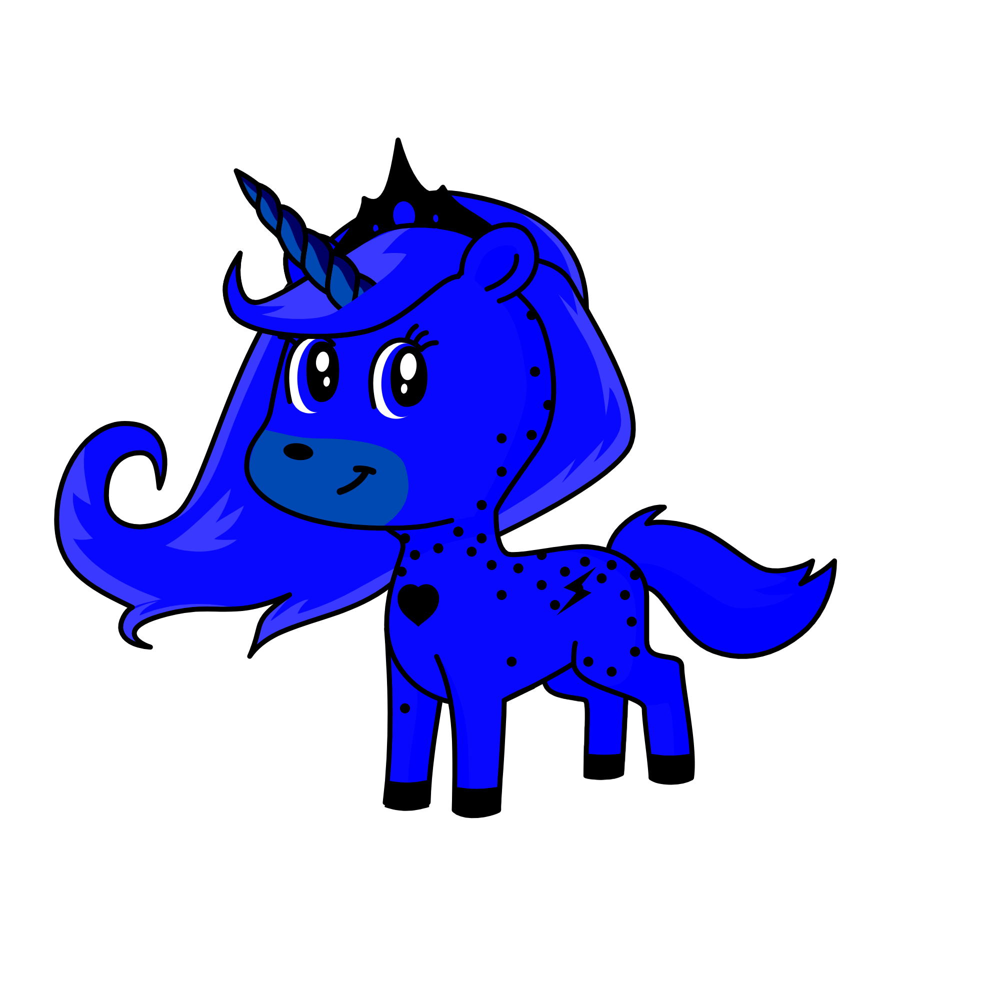 princess black blue, the unicorn