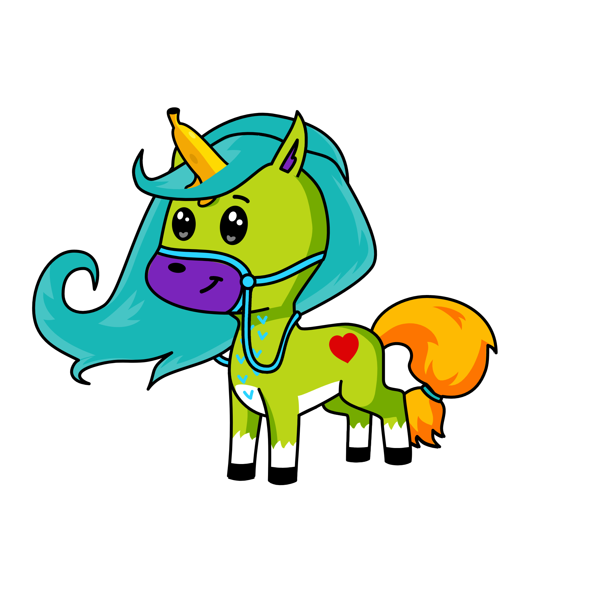 green apple, the unicorn