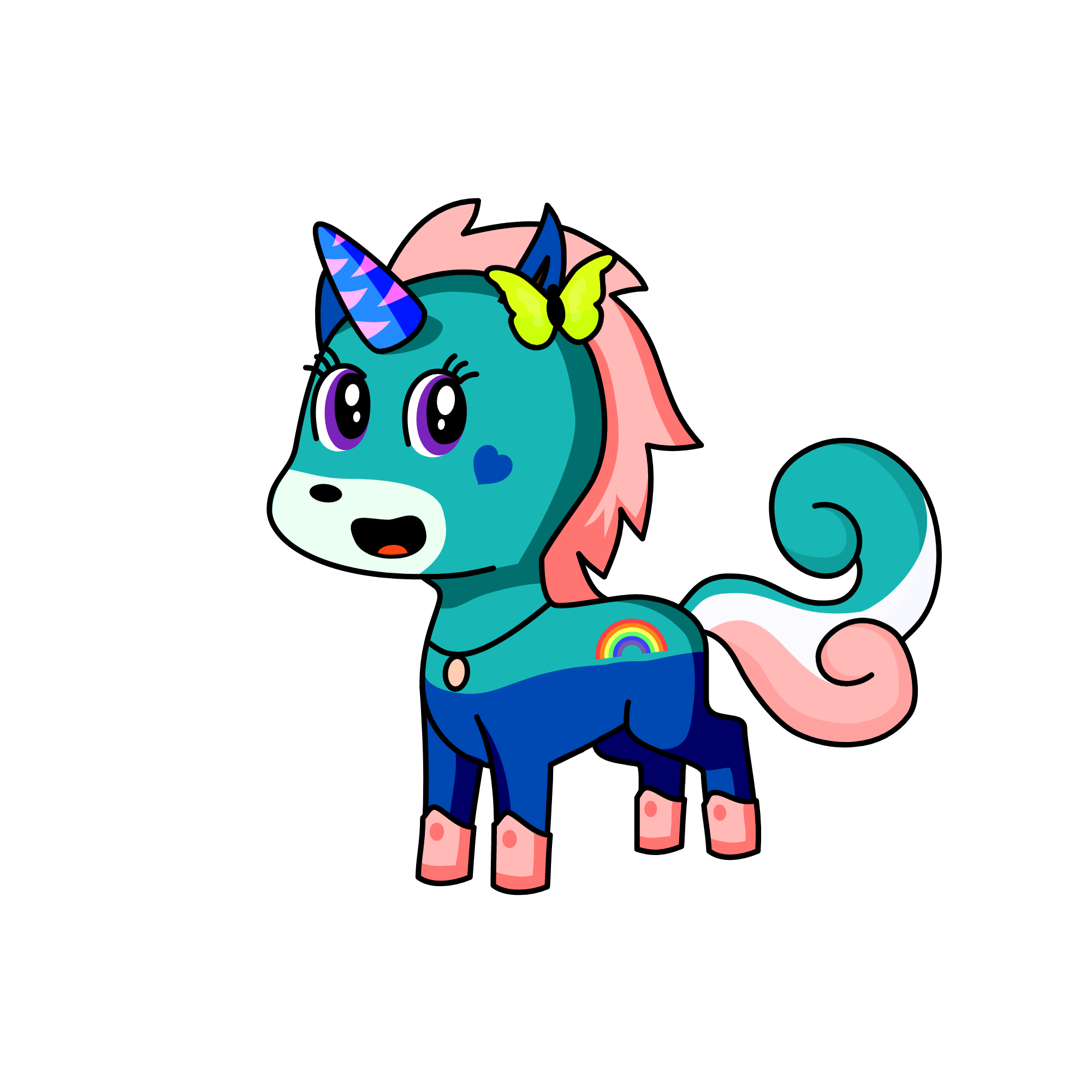 Rain bow love, the unicorn