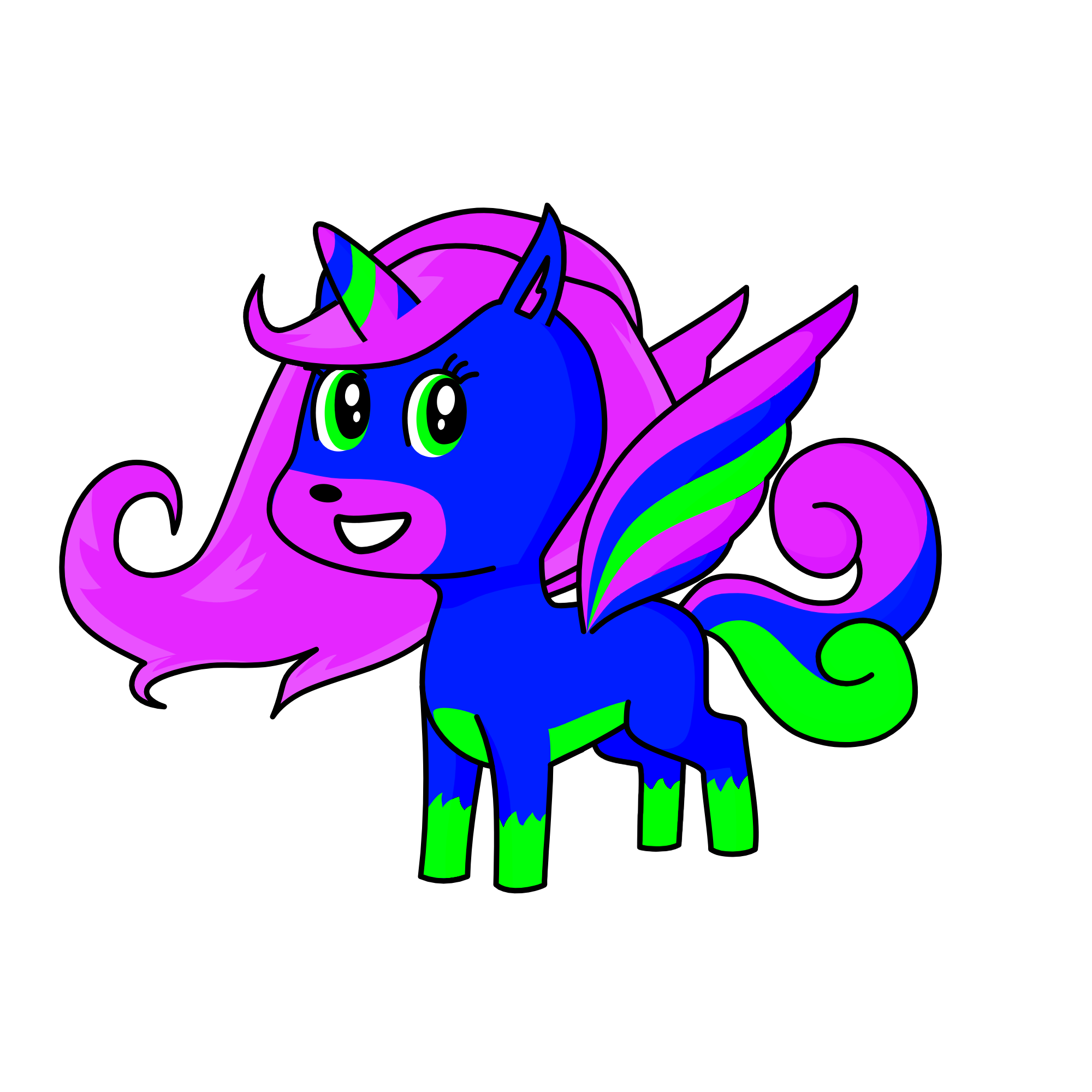 cool colors green blue purple💜💙💚, the unicorn