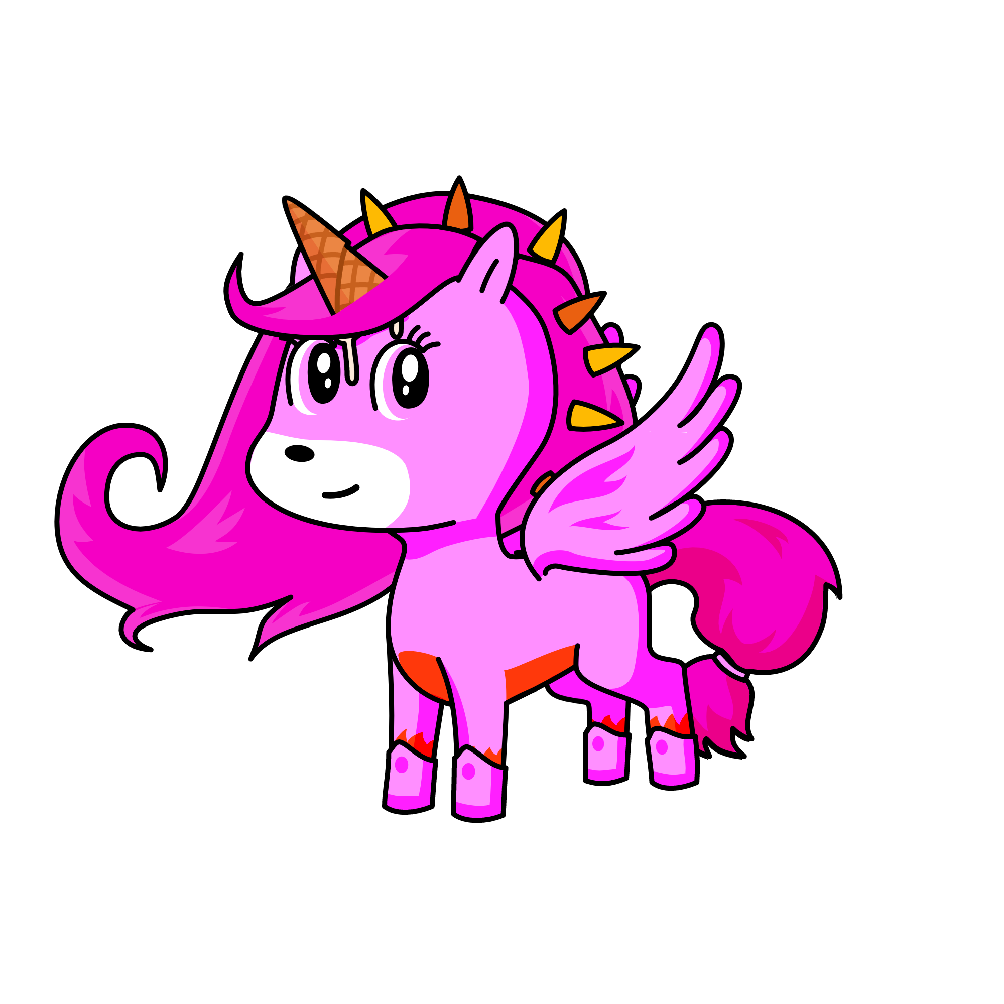 ice cream with a chary on tope, the unicorn