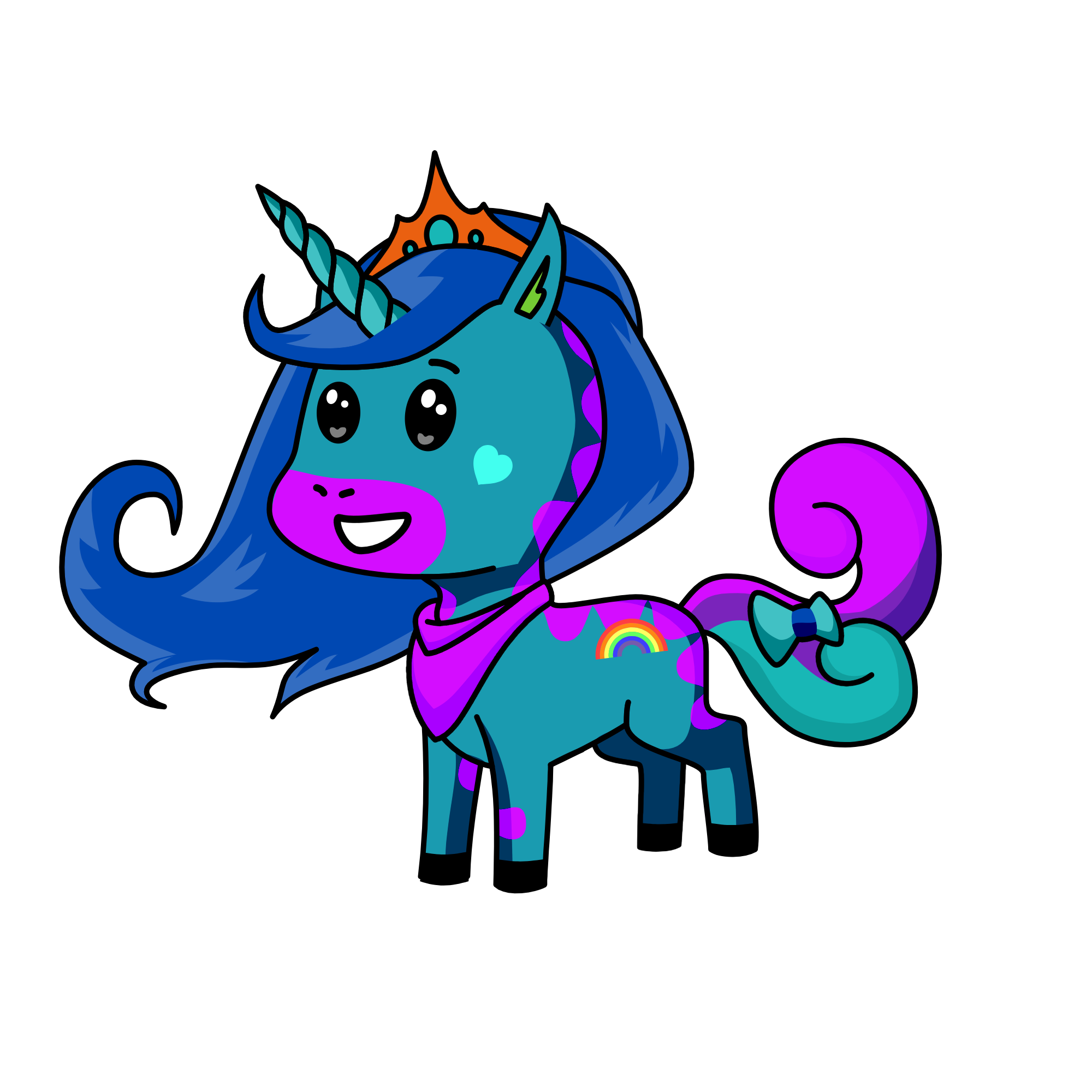 blue and pink, the unicorn