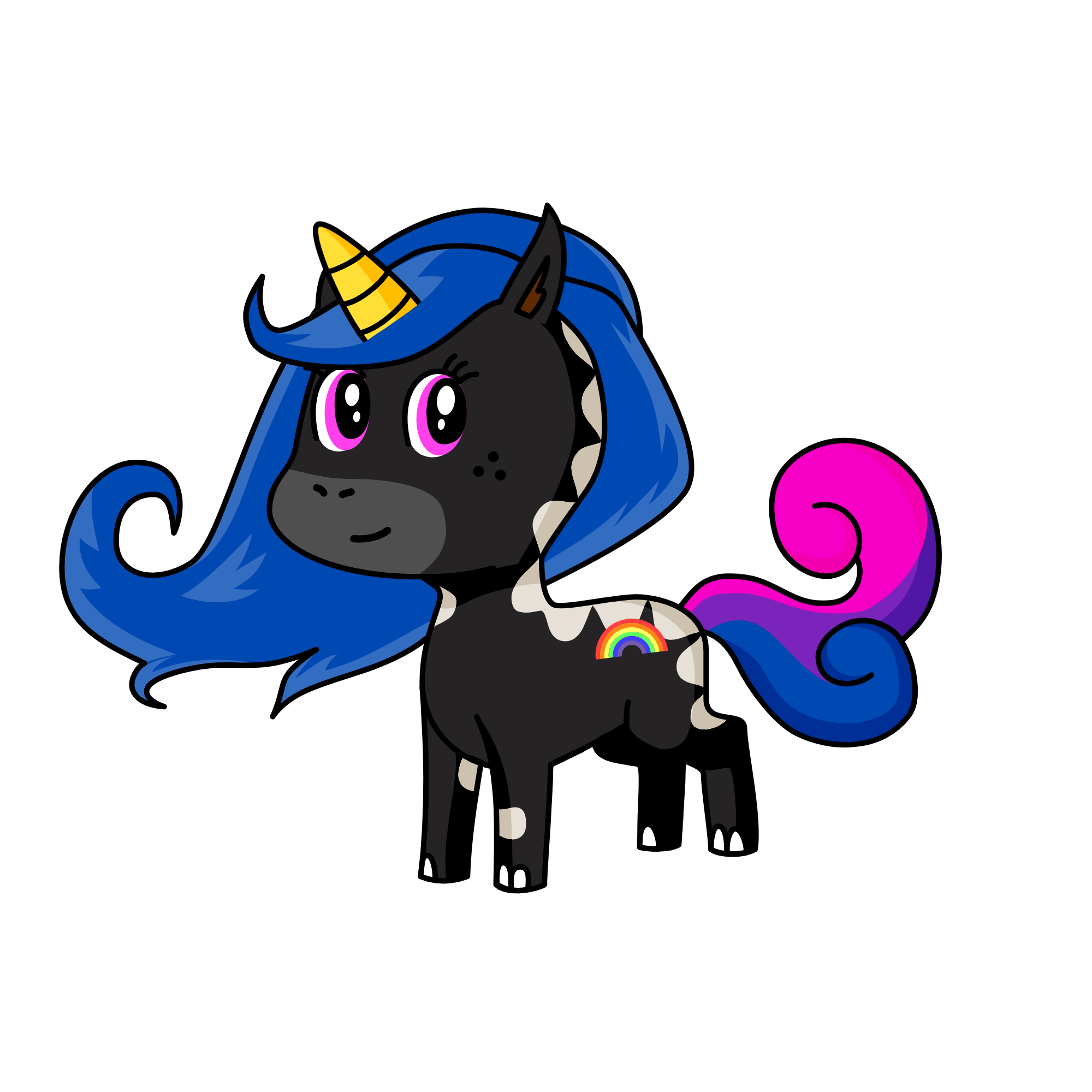 blacky with blue hair, the unicorn