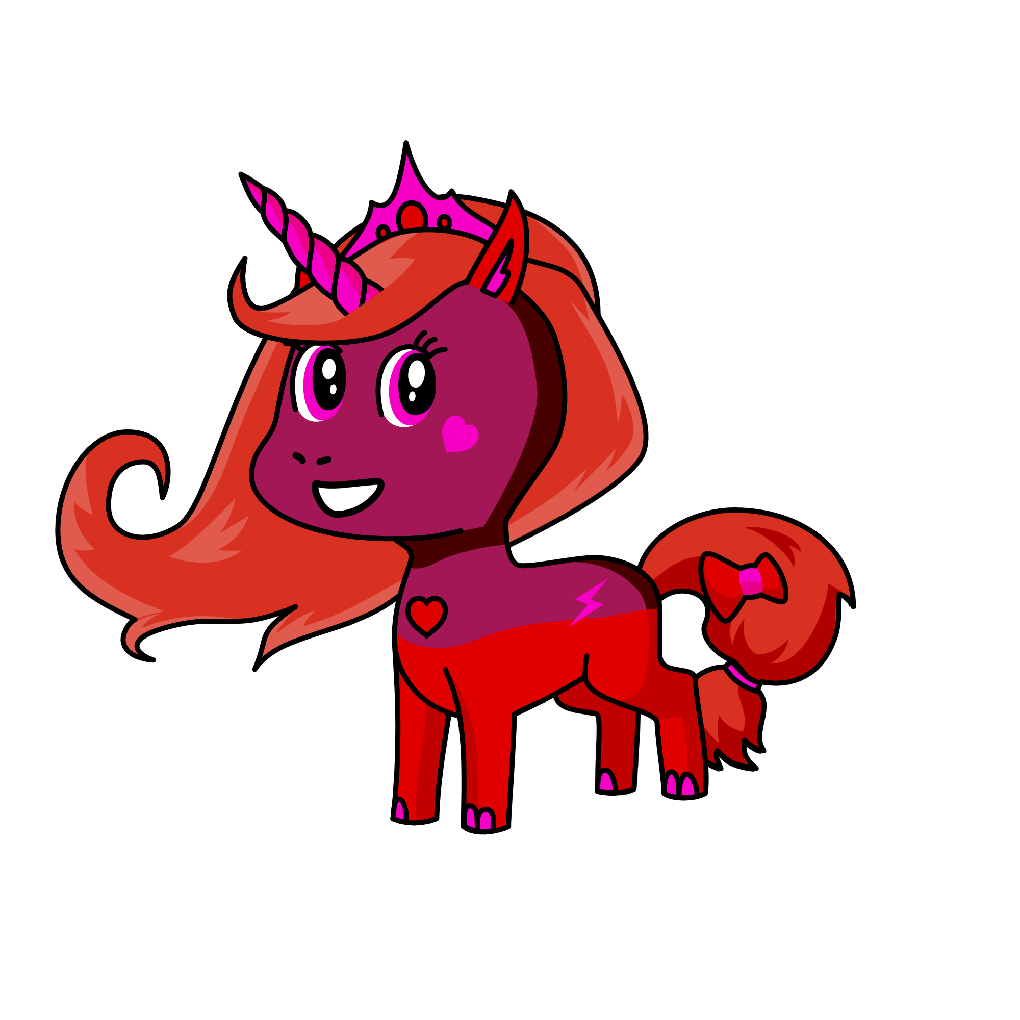 pink and red, the unicorn