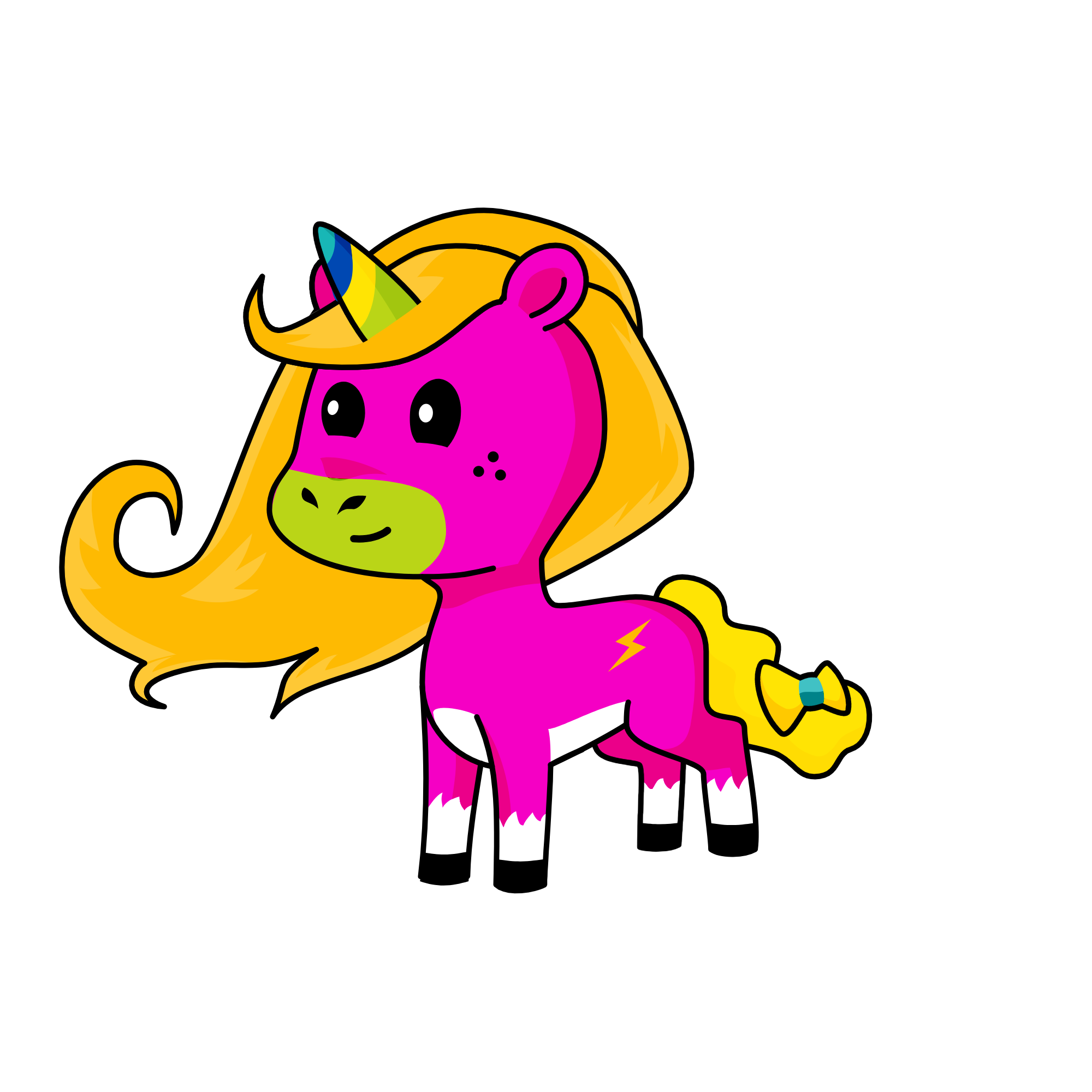 pink and blonde jee i wish black hair, the unicorn