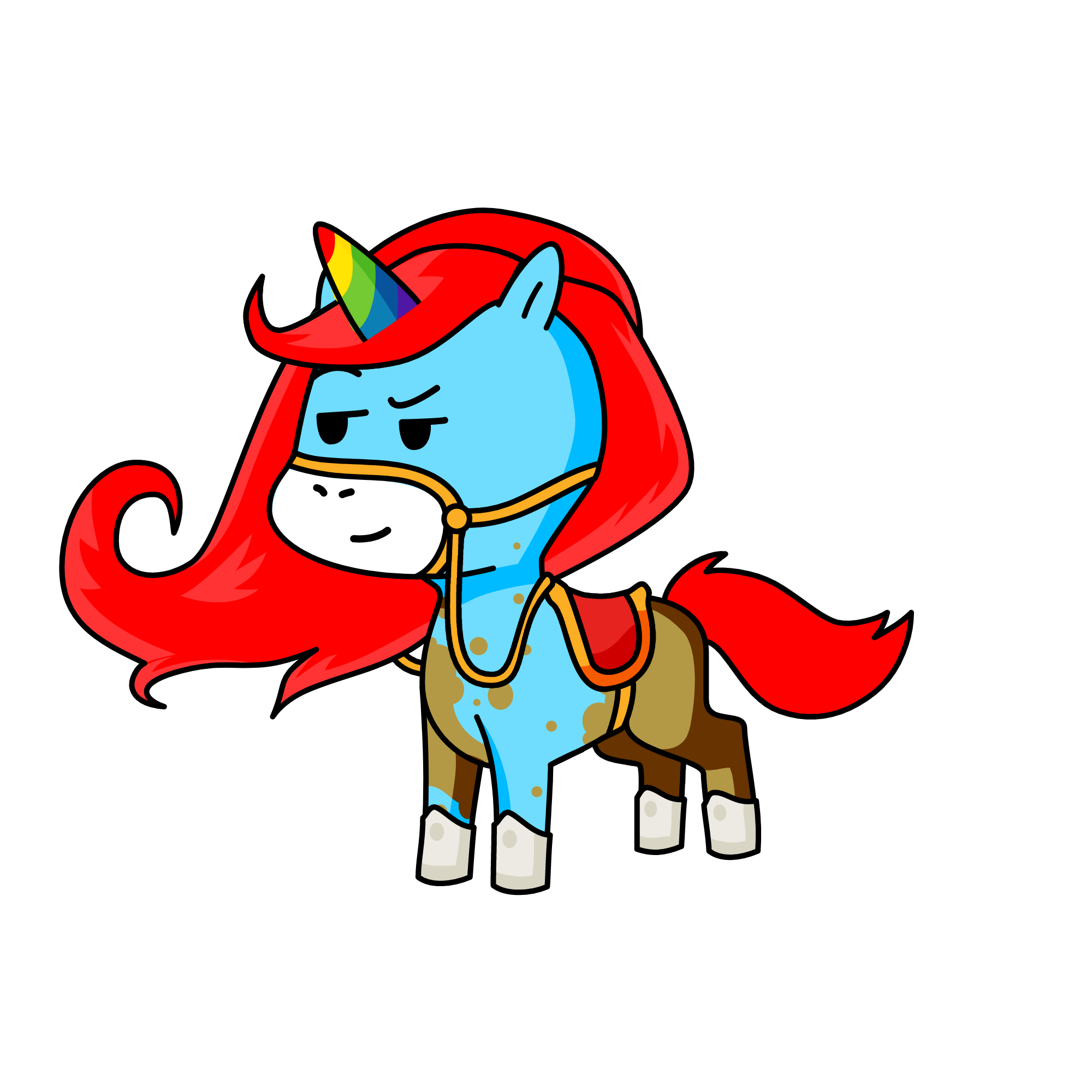 Rainbow Dash (I didn't have the right colors!), the unicorn