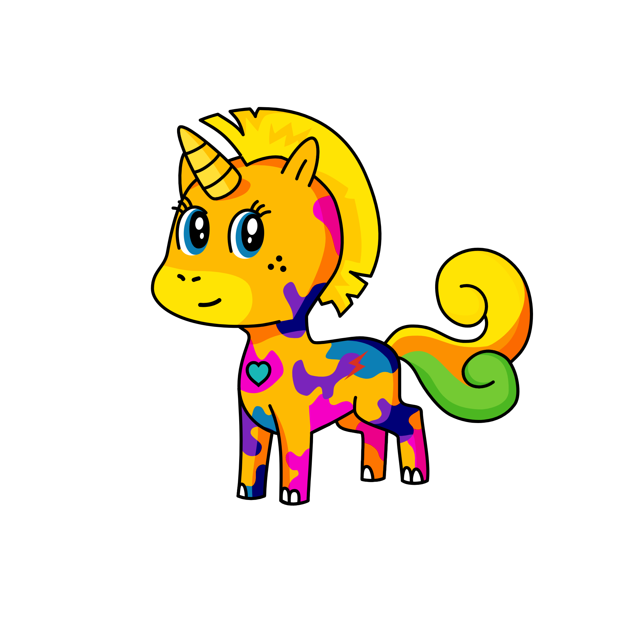 neon splatters, the unicorn