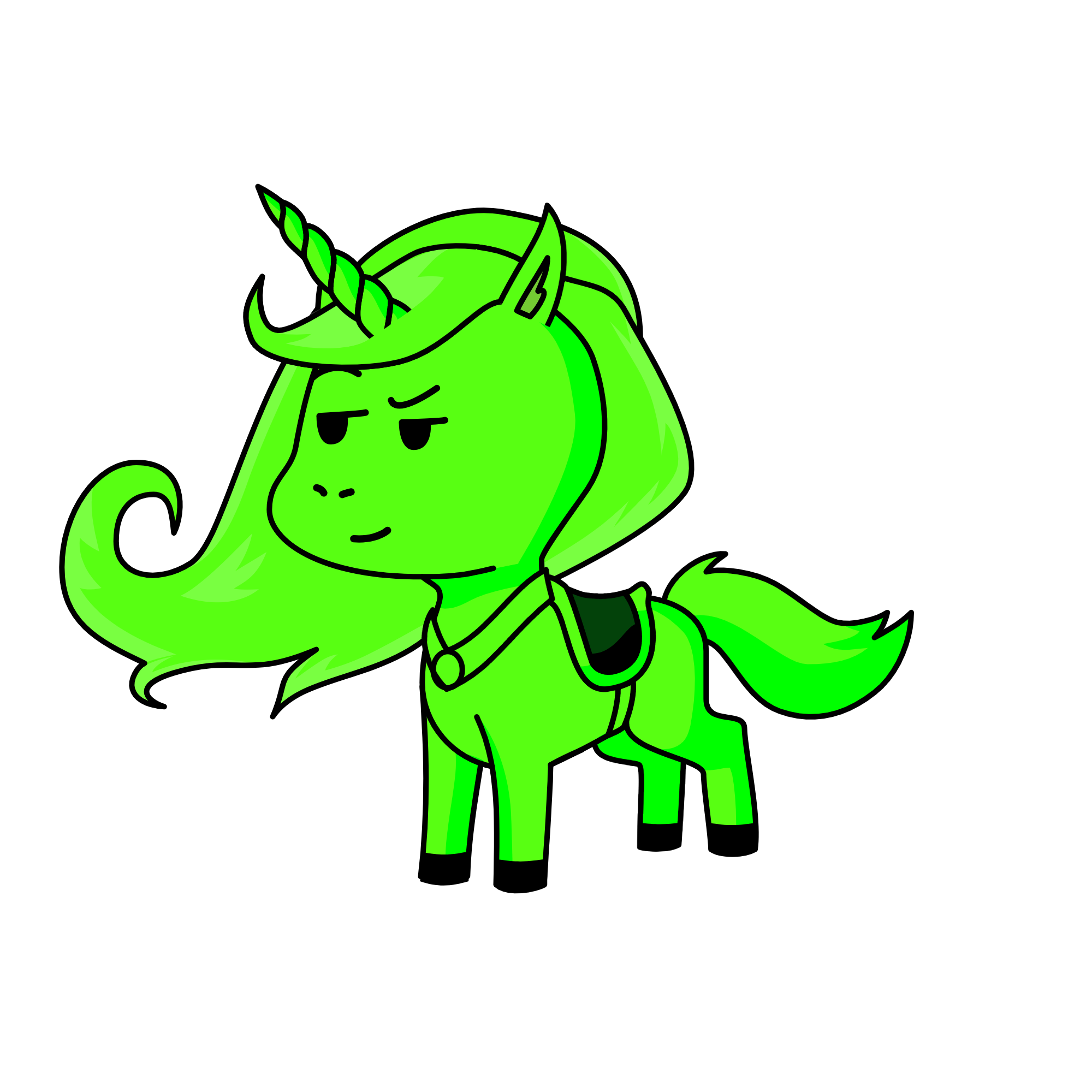 Green, the unicorn