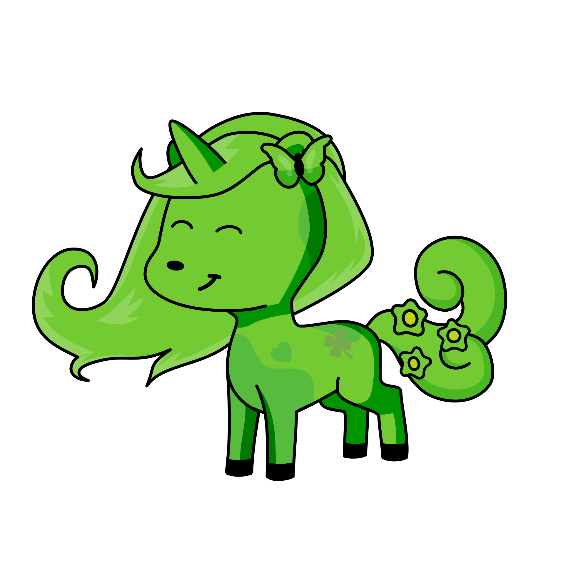 Greenie, the unicorn